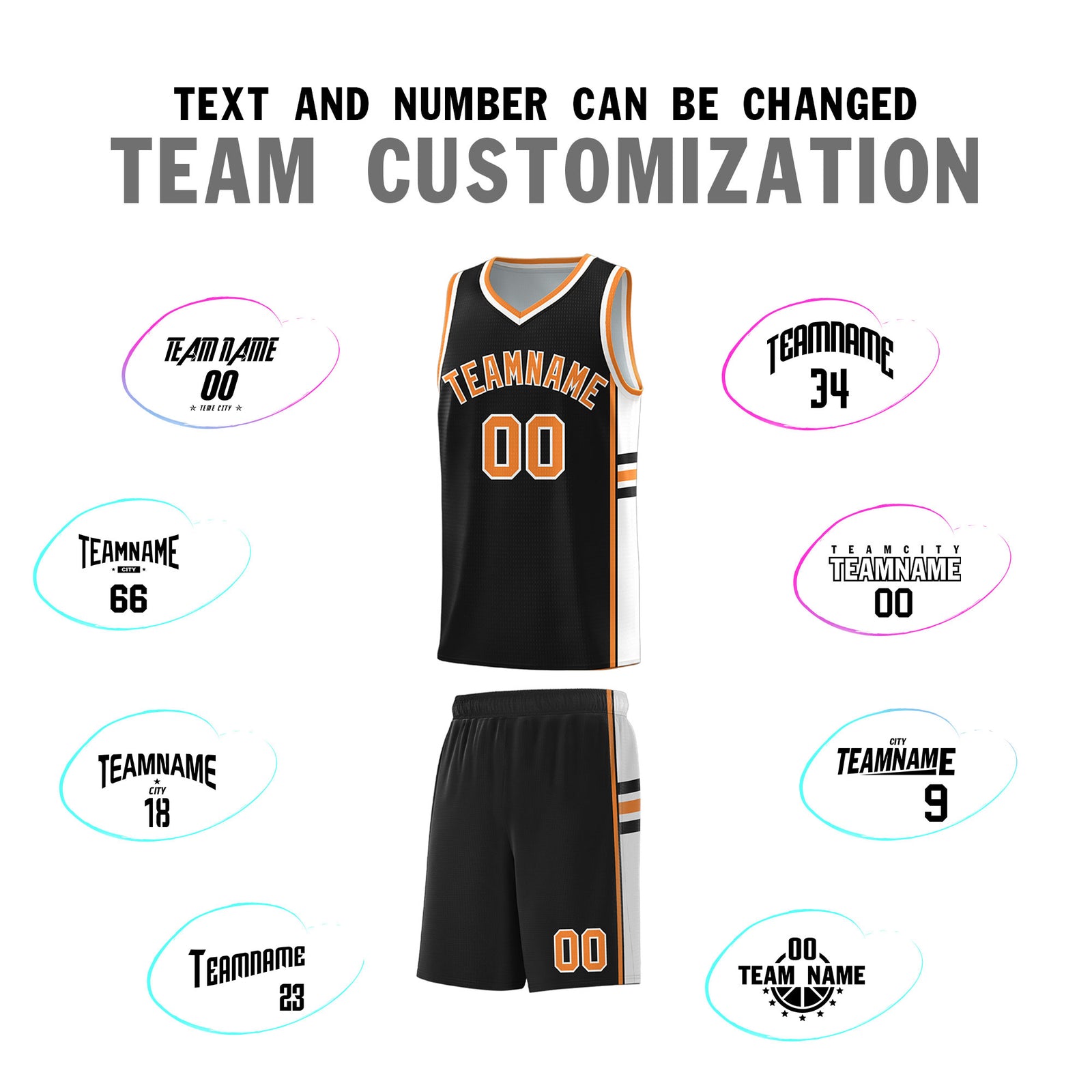Custom Youth Basketball Jersey - Black Gold Orange Two-Tone Classic Varsity Uniform