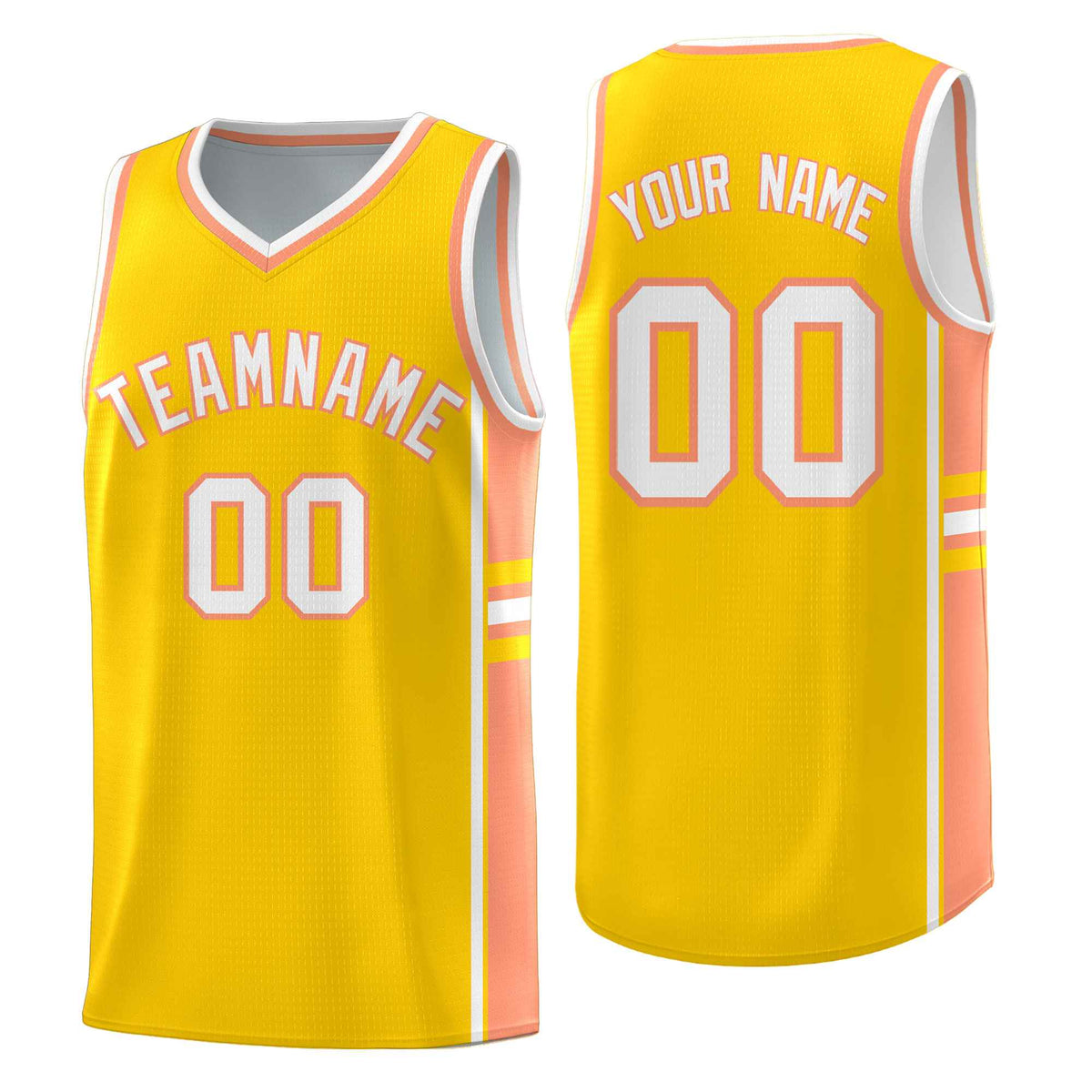 Custom Youth Basketball Jersey - Gold Light Orange Personalized Varsity Two-Tone Uniform