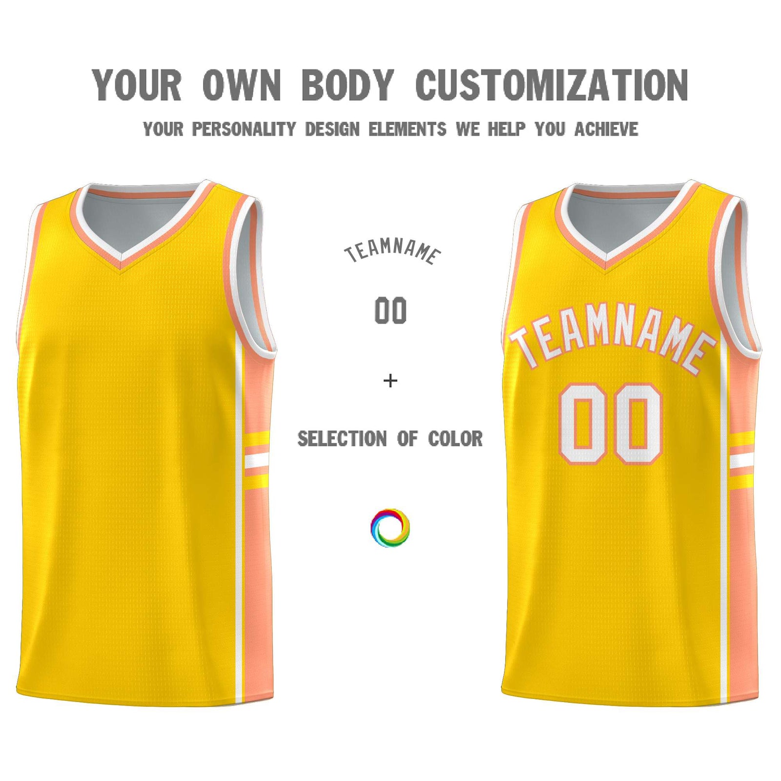 Custom Youth Basketball Jersey - Gold Light Orange Personalized Varsity Two-Tone Uniform