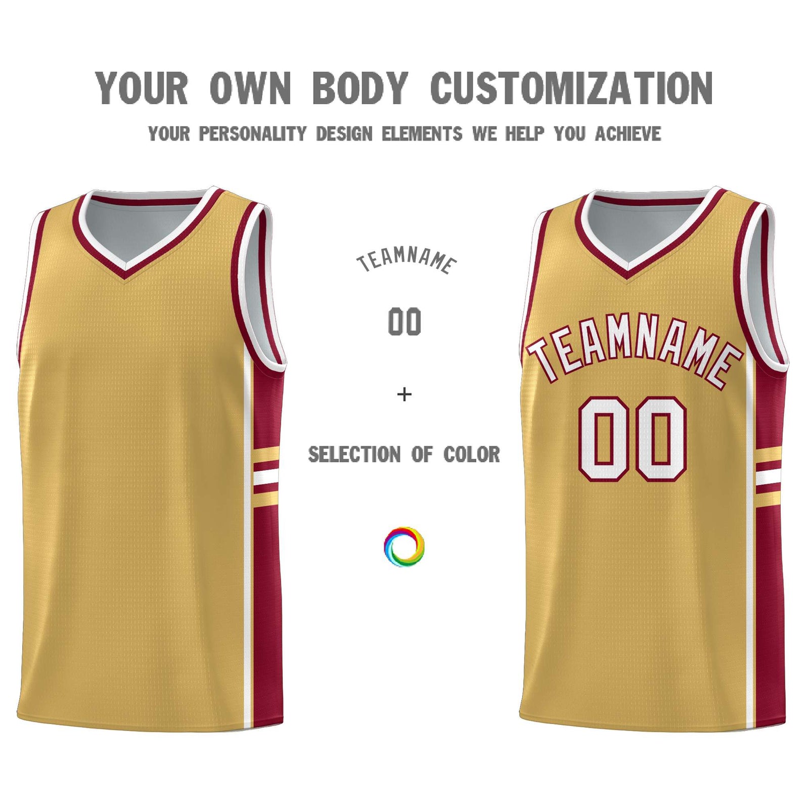 Custom Youth Basketball Jersey - Old Gold Crimson Two-Tone Classic Varsity Uniform