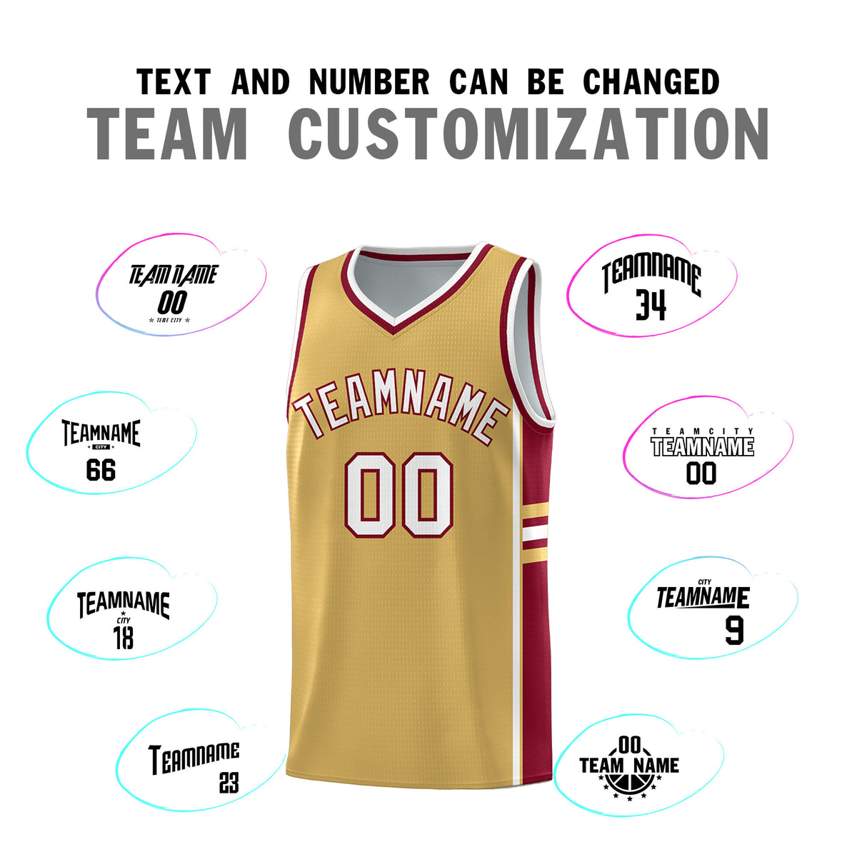 Custom Youth Basketball Jersey - Old Gold Crimson Two-Tone Classic Varsity Uniform