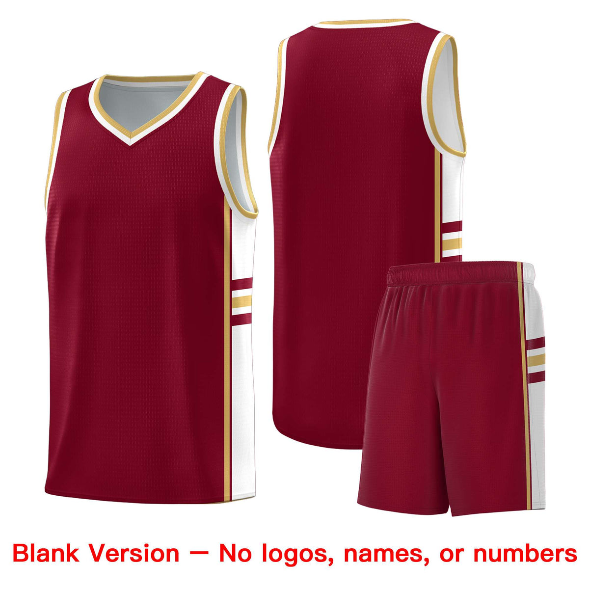 Custom Youth Basketball Jersey - Crimson Old Gold Personalized Varsity Two-Tone Uniform