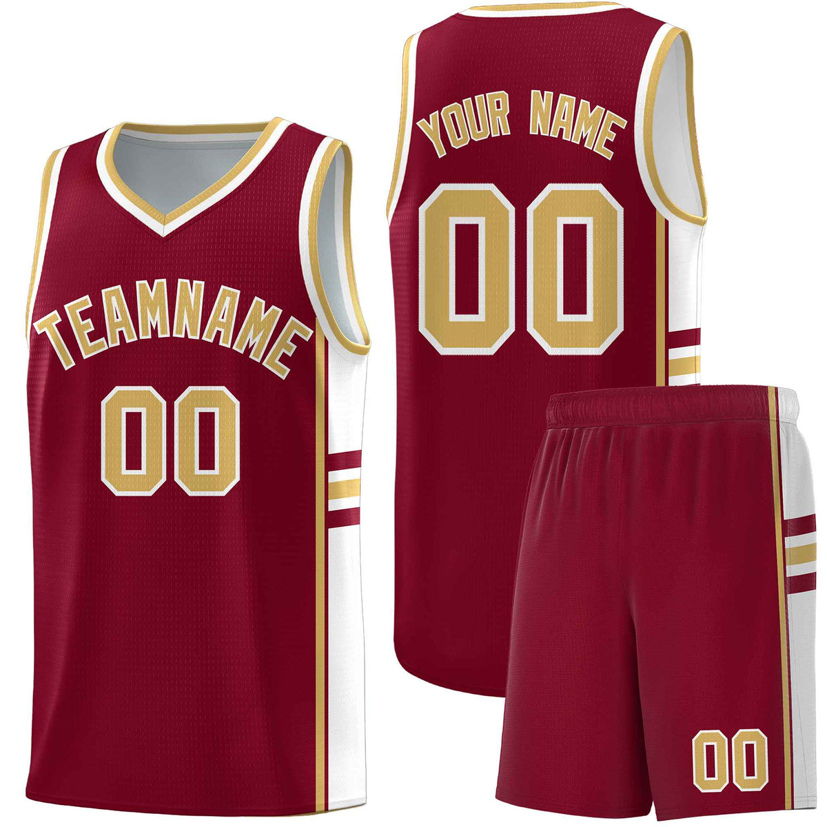 Custom Youth Basketball Jersey - Crimson Old Gold Personalized Varsity Two-Tone Uniform