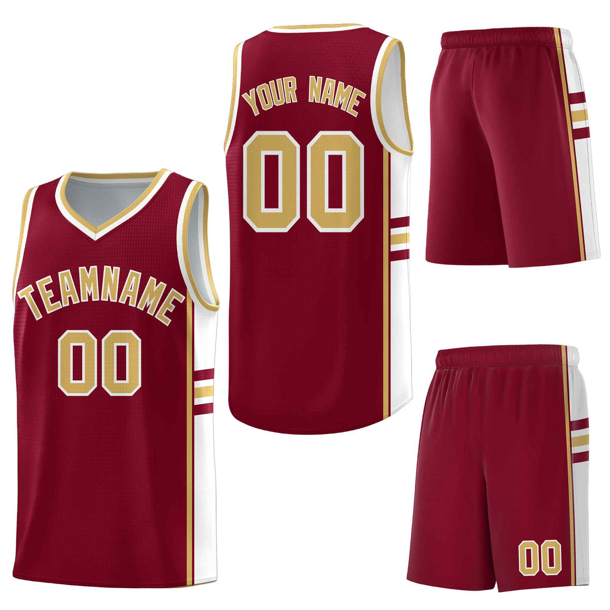 Custom Crimson Old Gold Classic Color Block Breathable Personalized Uniform Basketball Jersey