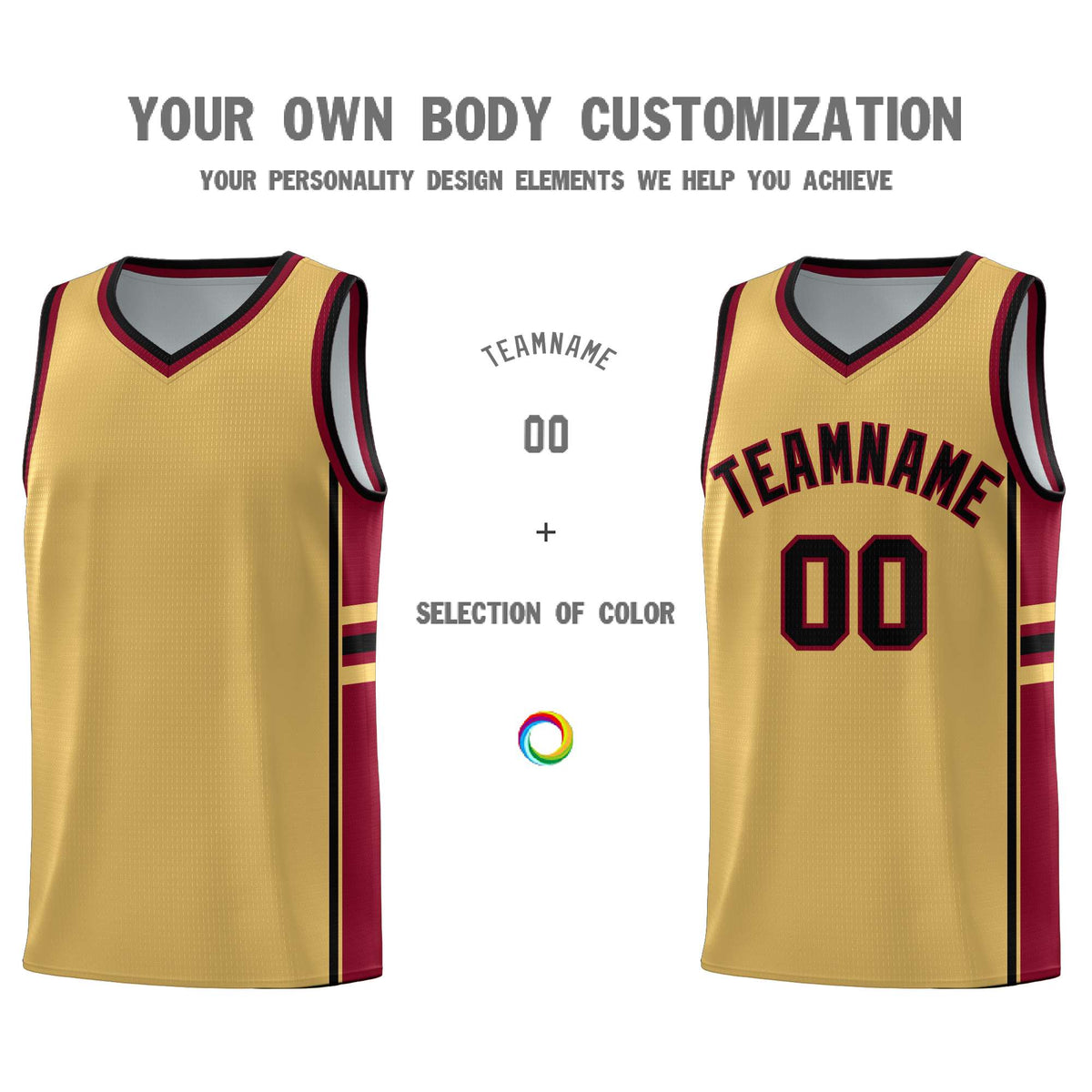 Custom Youth Basketball Jersey - Old Gold Crimson Two-Tone Classic Varsity Uniform