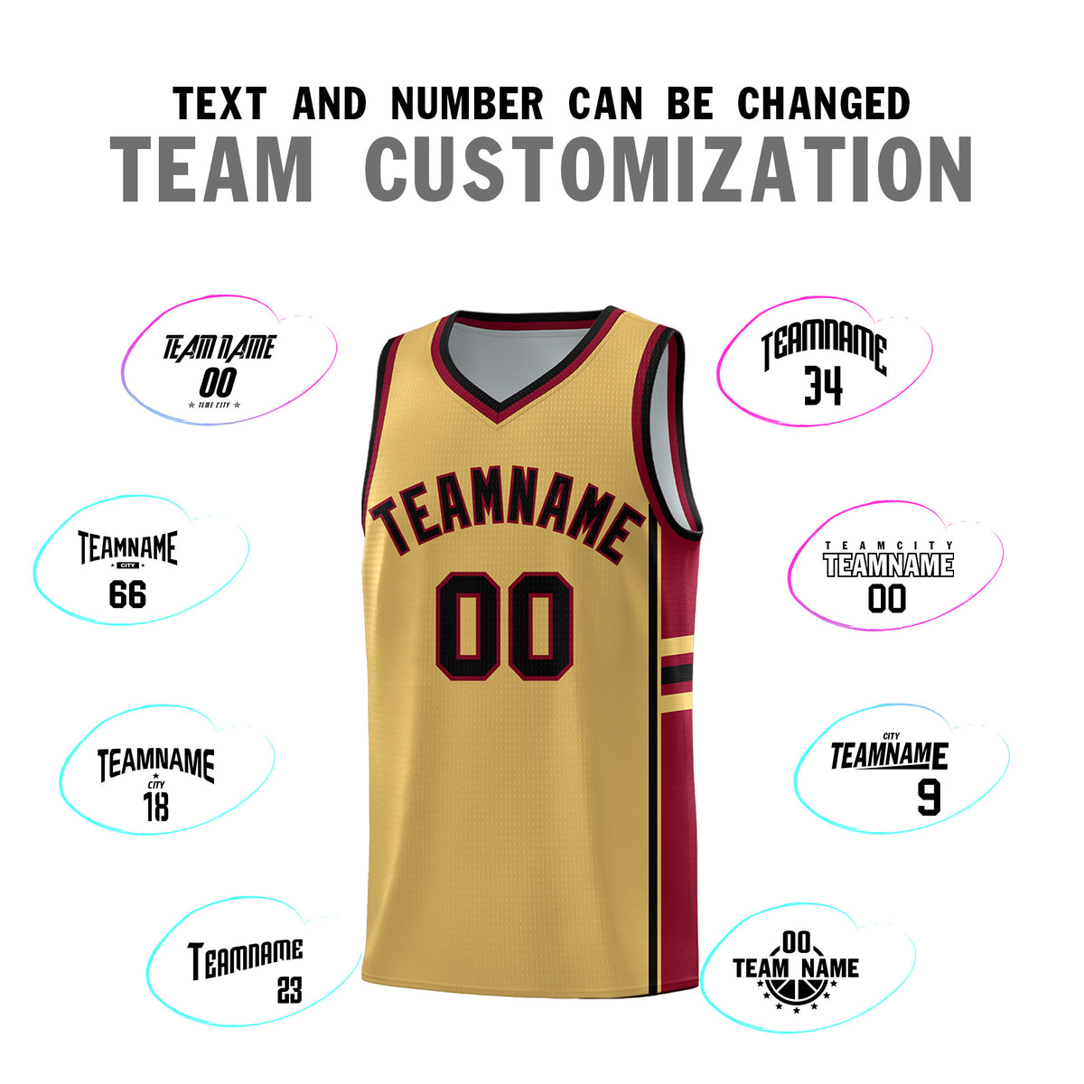 Custom Youth Basketball Jersey - Old Gold Crimson Two-Tone Classic Varsity Uniform