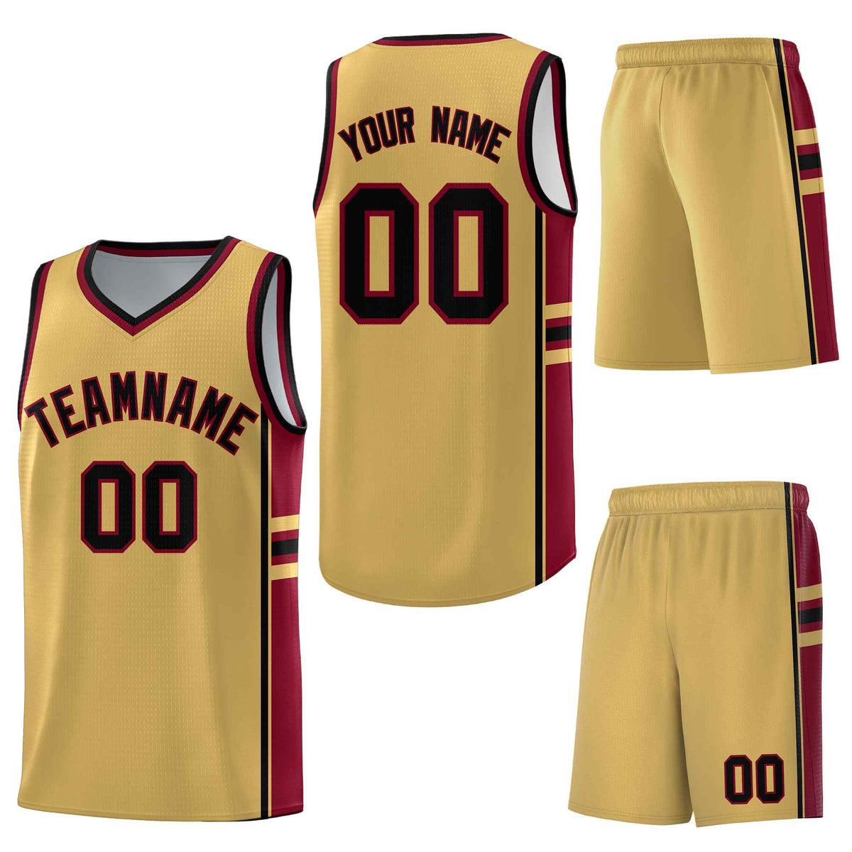 Custom Old Gold Crimson Classic Color Block Lightweight Personalized Uniform Basketball Jersey