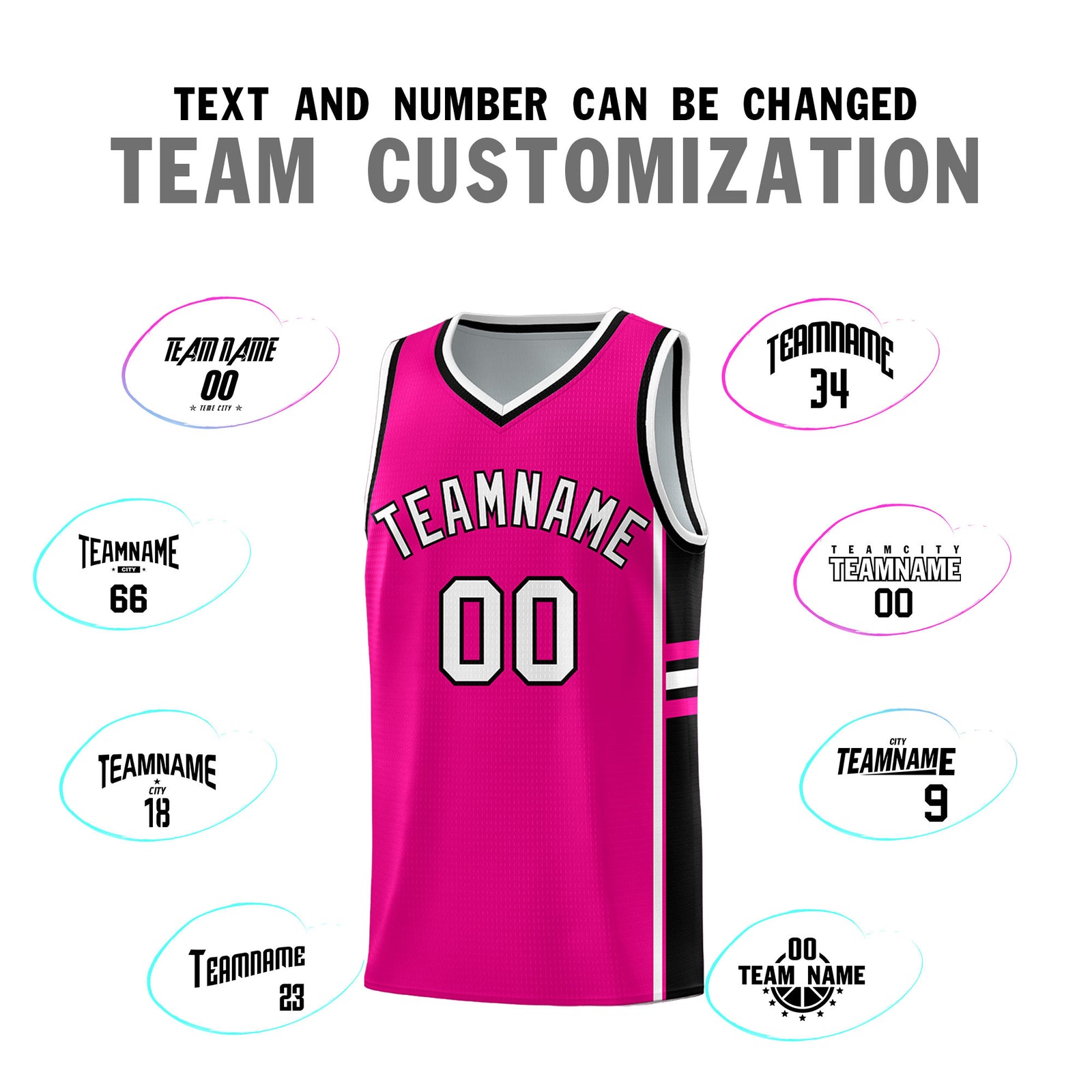 Custom Youth Basketball Jersey - Pink Black Personalized Varsity Two-Tone Uniform