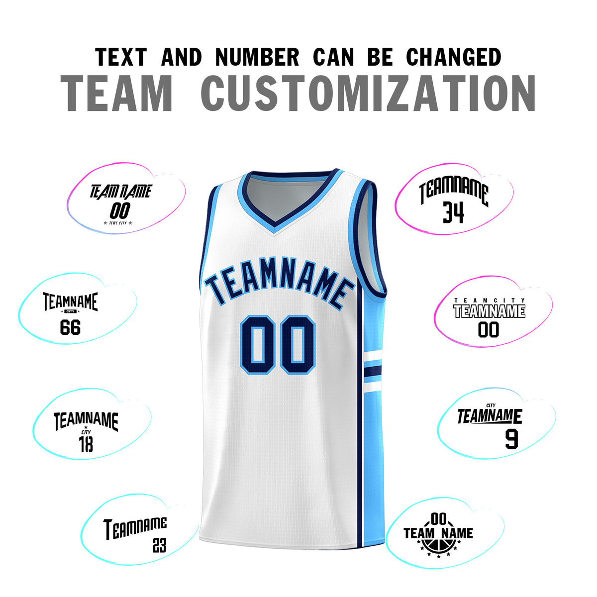 Custom Youth Basketball Jersey - White Powder Blue Two-Tone Varsity Jersey Set