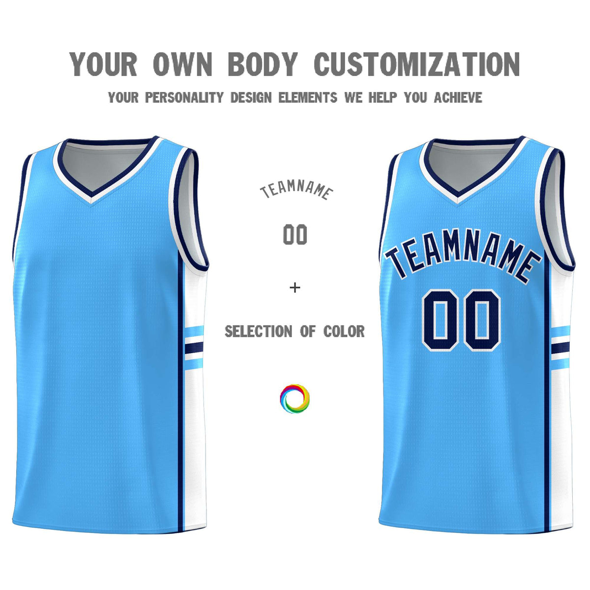 Custom Youth Basketball Jersey - Powder Blue White Personalized Varsity Two-Tone Uniform