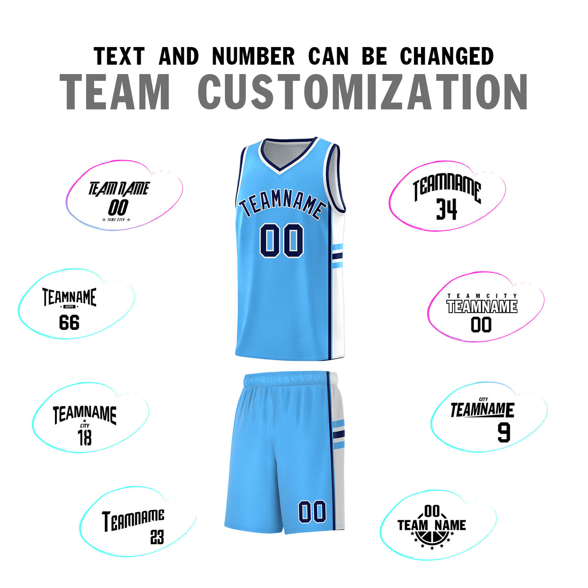 Custom Youth Basketball Jersey - Powder Blue White Personalized Varsity Two-Tone Uniform