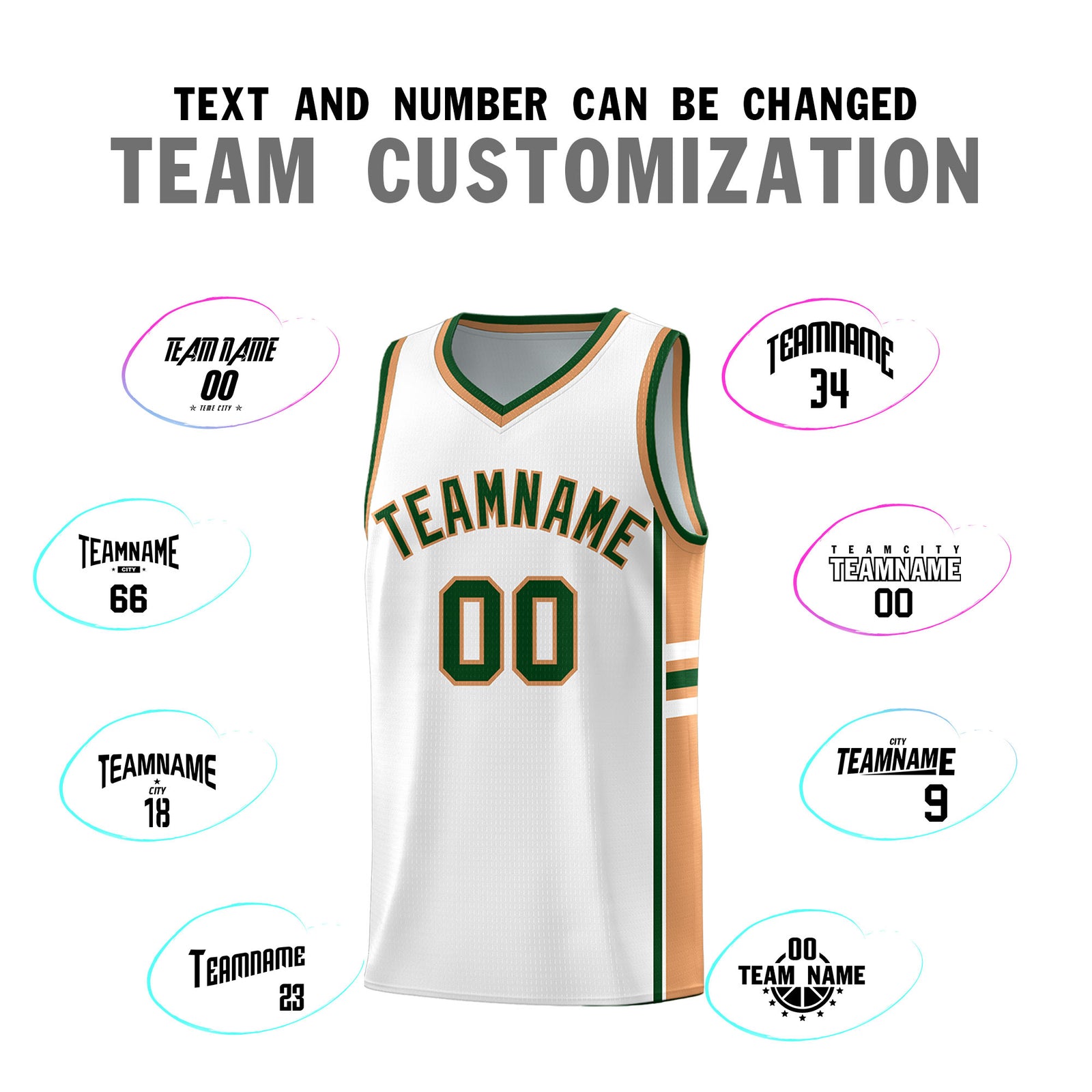 Custom Youth Basketball Jersey - White Buckskin Brown Two-Tone Varsity Jersey Set