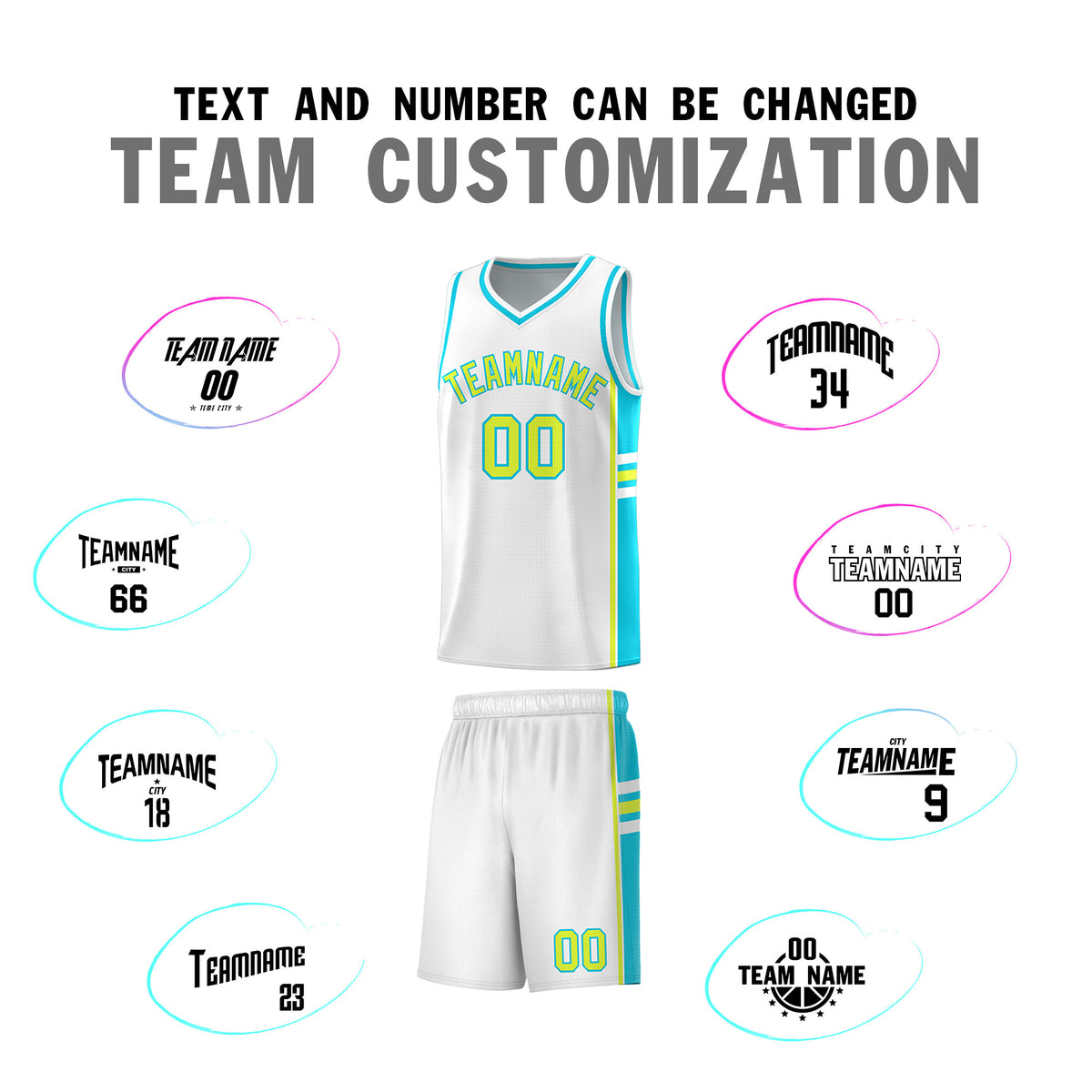 Custom Youth Basketball Jersey - White Sky Blue Two-Tone Varsity Jersey Set