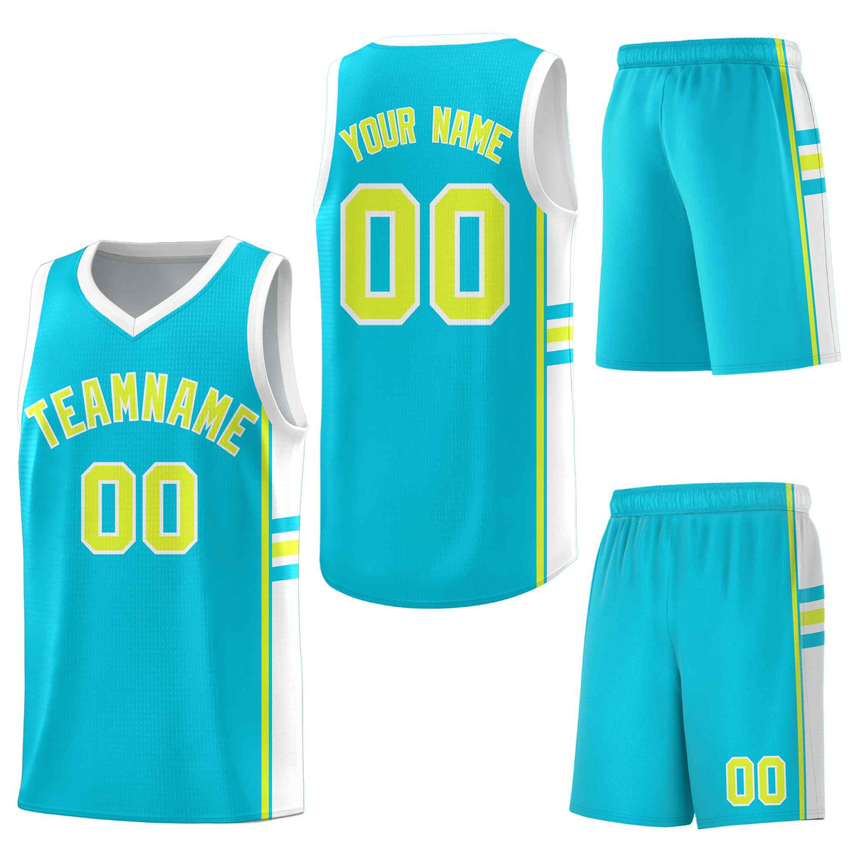 Custom Sky Blue White Classic Color Block Quick-Drying Varsity Uniform Basketball Jersey