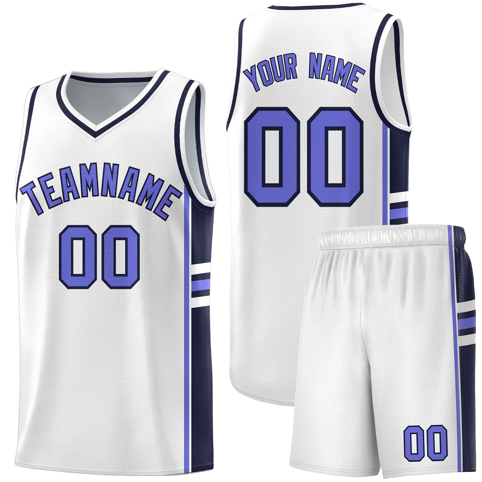 Custom Youth Basketball Jersey - White Navy Two-Tone Varsity Jersey Set