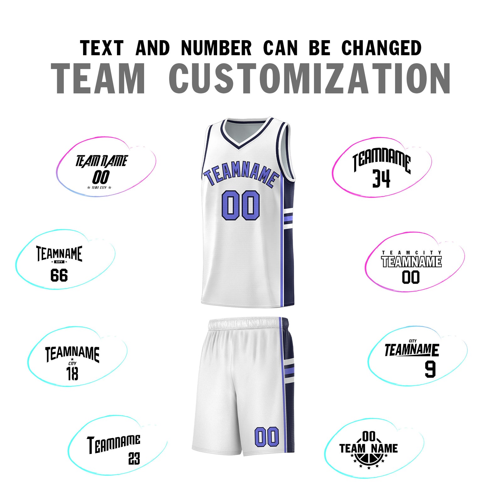 Custom Youth Basketball Jersey - White Navy Two-Tone Varsity Jersey Set