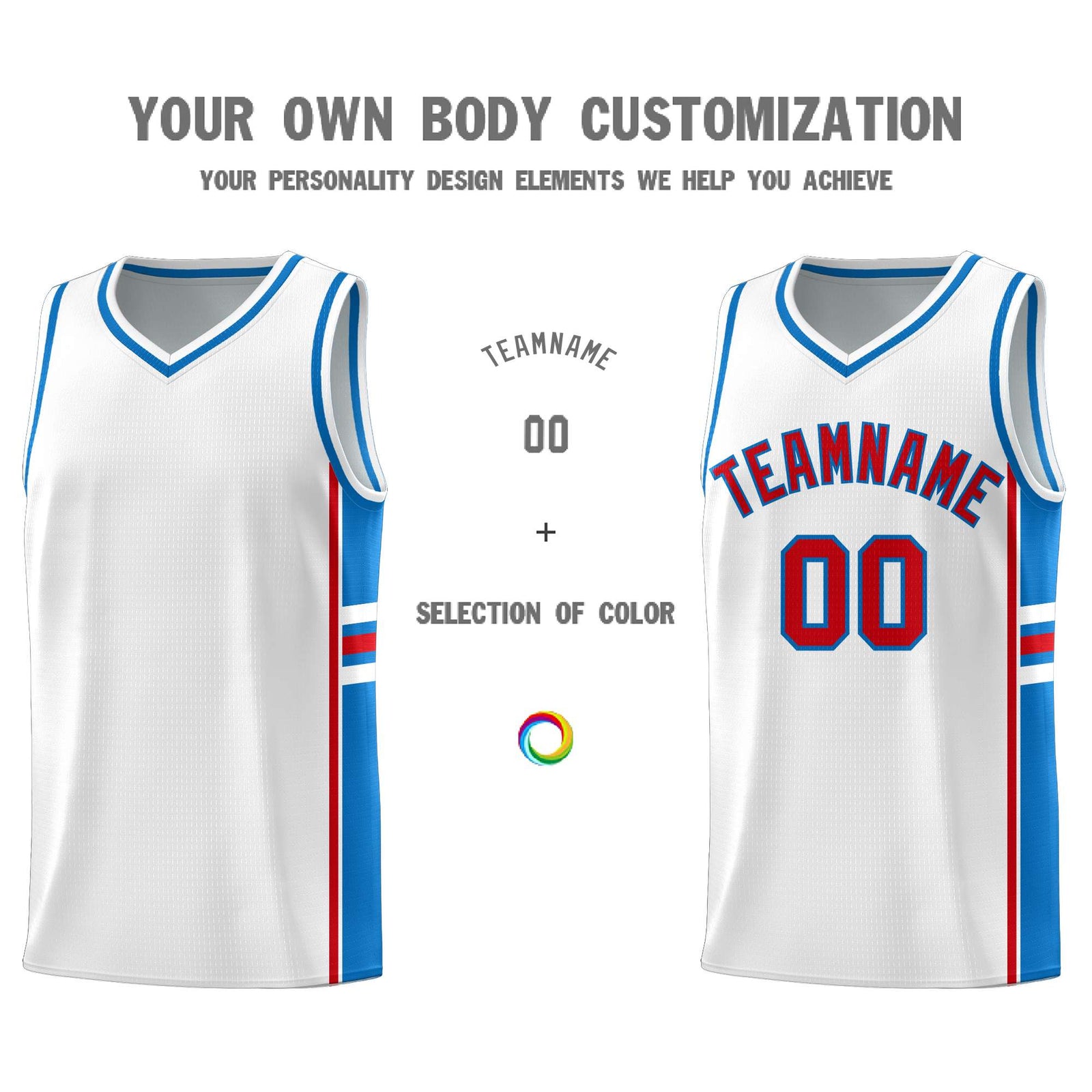 Custom Youth Basketball Jersey - White Royal Two-Tone Varsity Jersey Set
