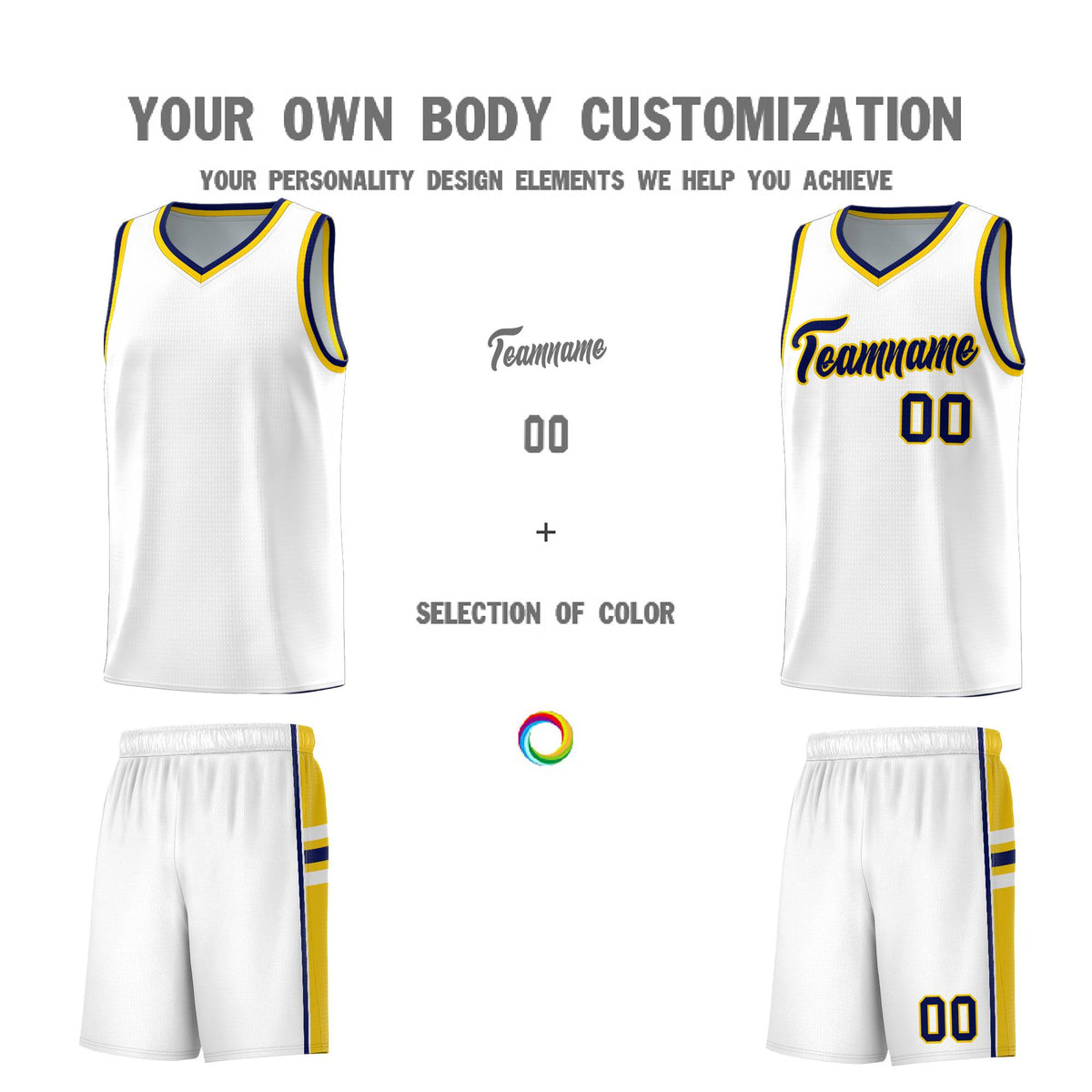 Custom Youth Basketball Jersey - White Gold Personalized Varsity Two-Tone Uniform