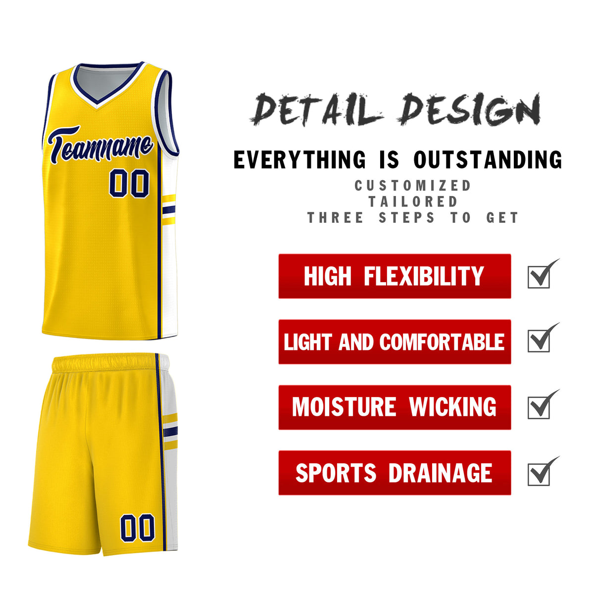 Custom Youth Basketball Jersey - Gold White Two-Tone Classic Varsity Uniform