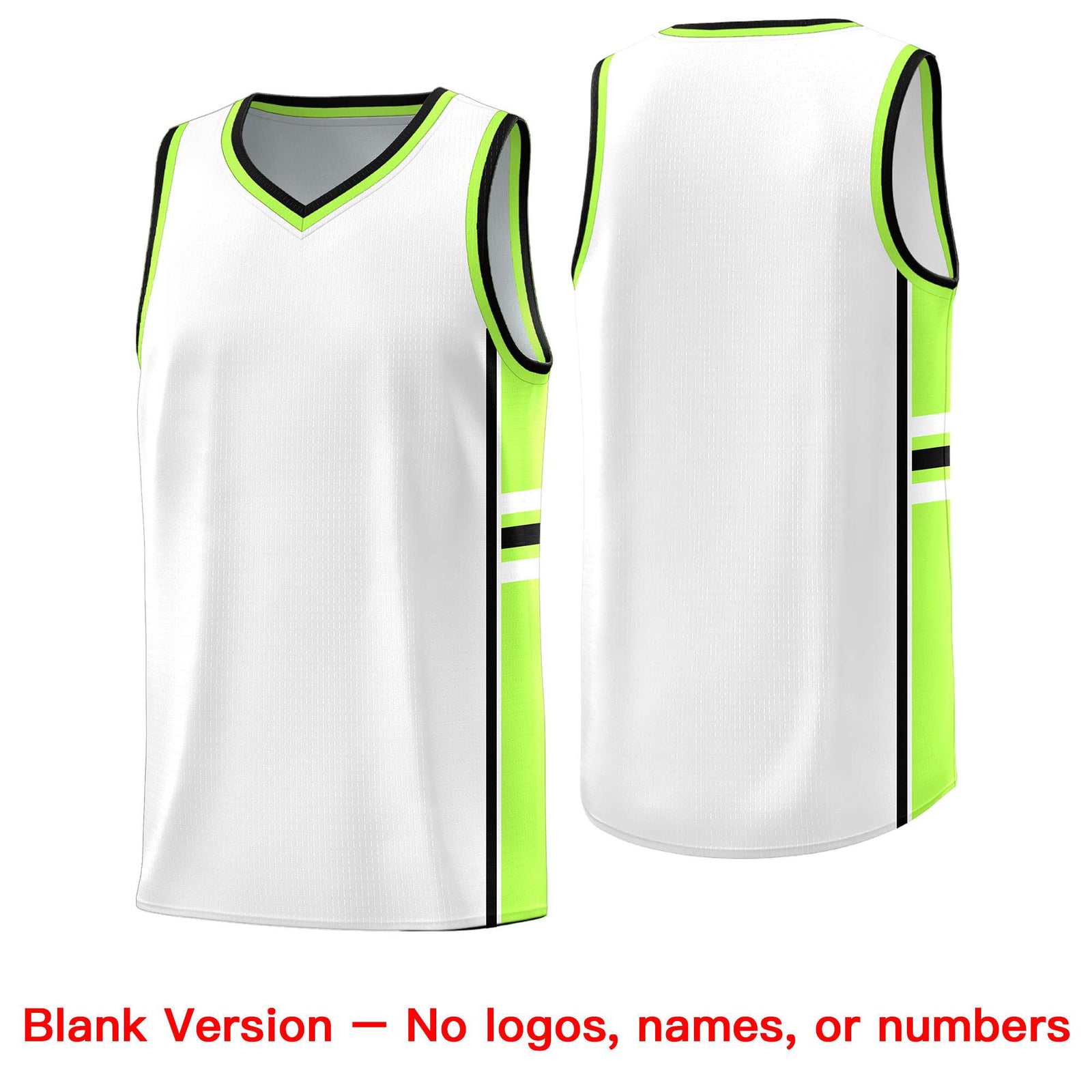 Custom Youth Basketball Jersey - White Fluorescent Green Two-Tone Varsity Jersey Set