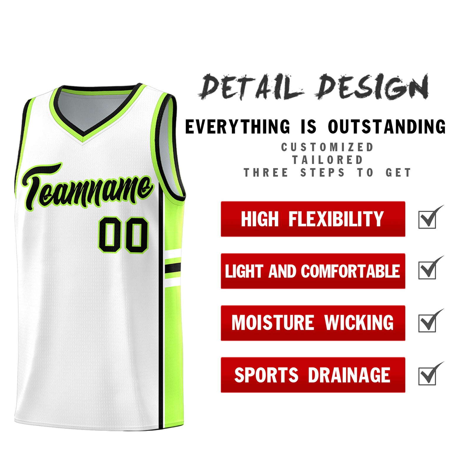 Custom Youth Basketball Jersey - White Fluorescent Green Two-Tone Varsity Jersey Set
