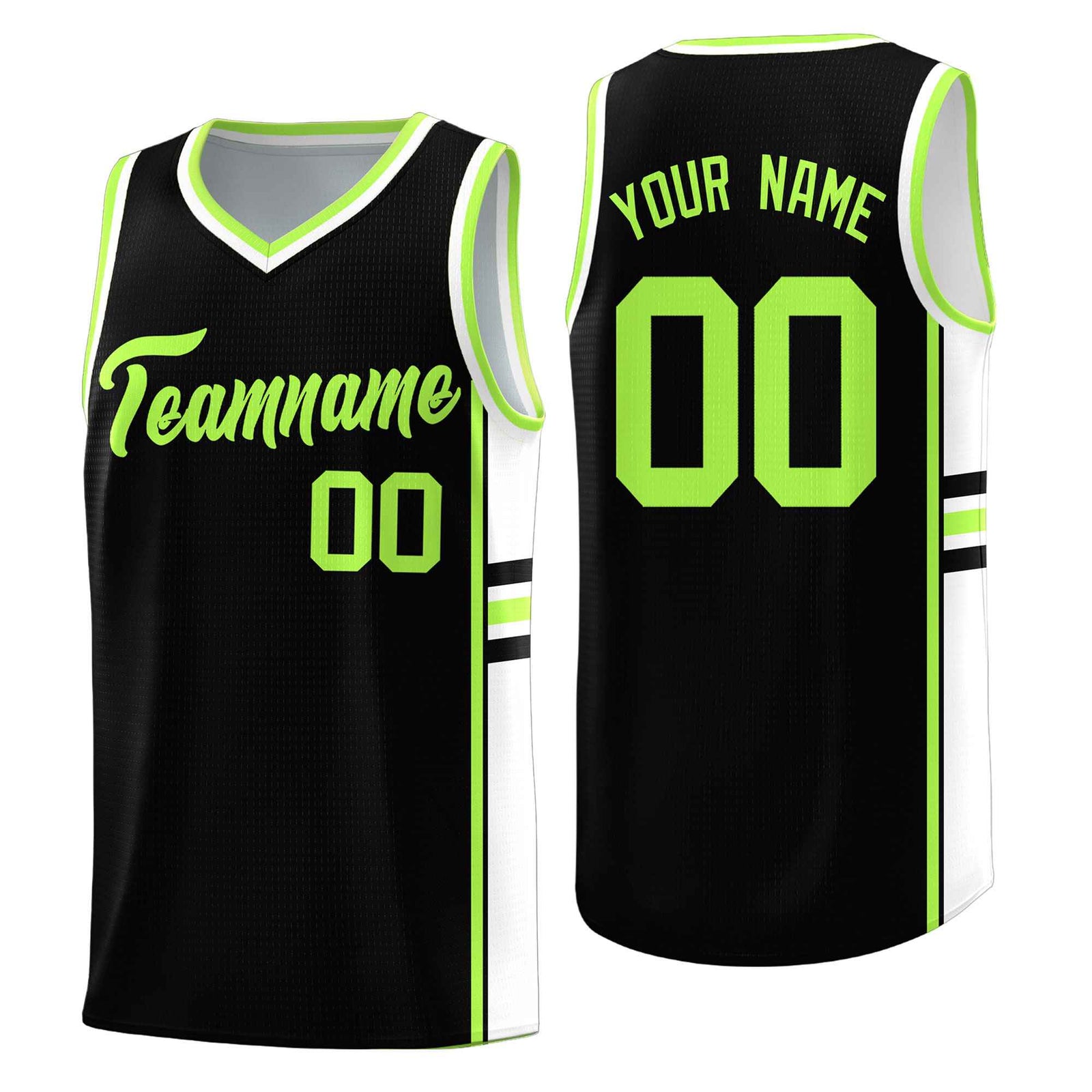 Custom Youth Basketball Jersey - Black White Two-Tone Classic Varsity Uniform