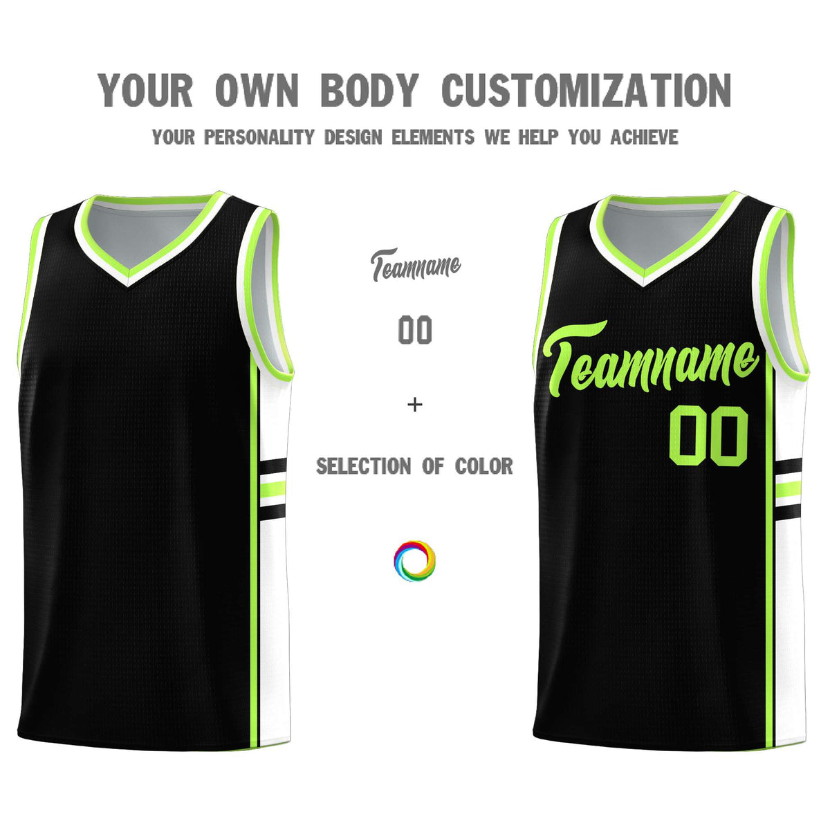 Custom Youth Basketball Jersey - Black White Two-Tone Classic Varsity Uniform