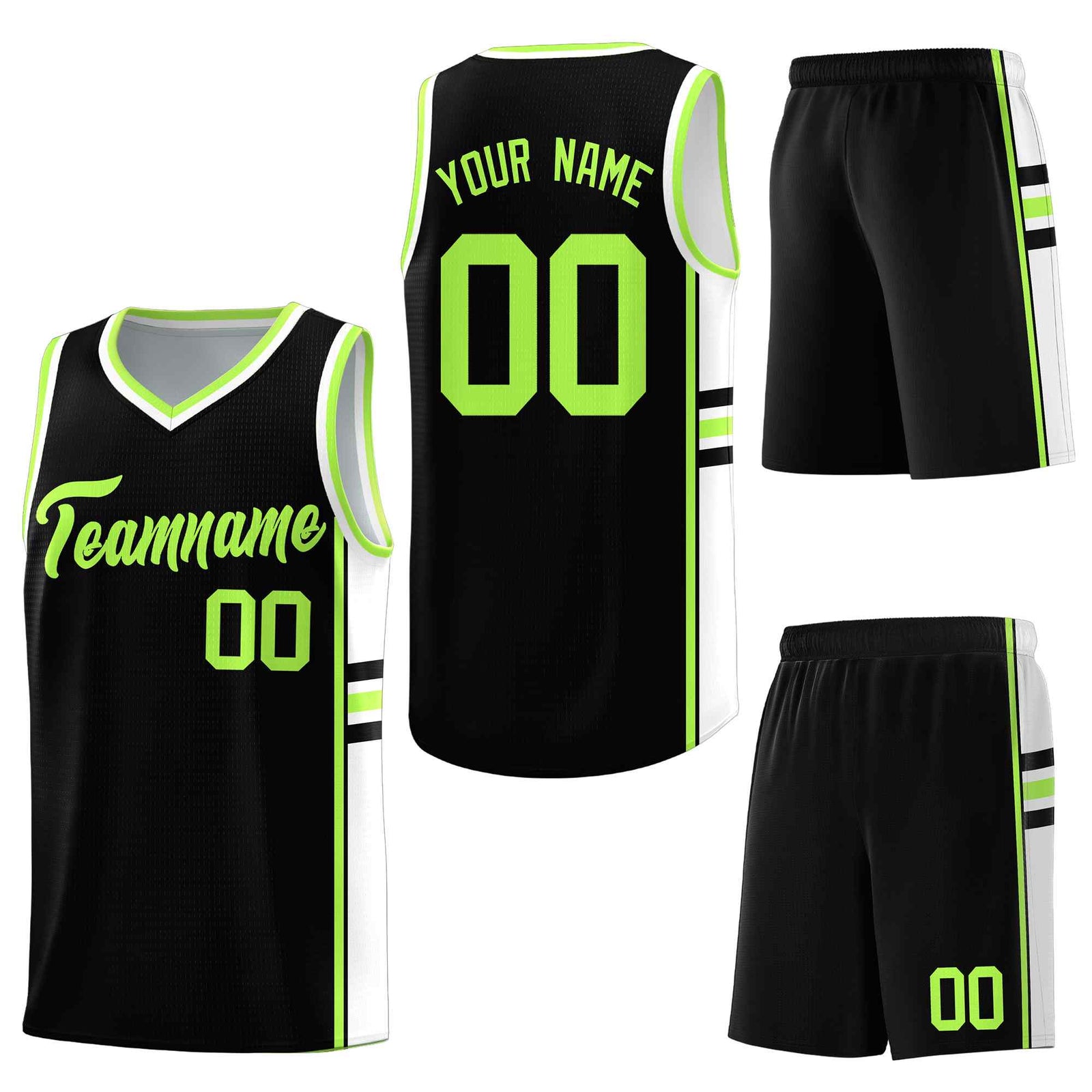 Custom Black White Classic Color Block Breathable Varsity Uniform Basketball Jersey