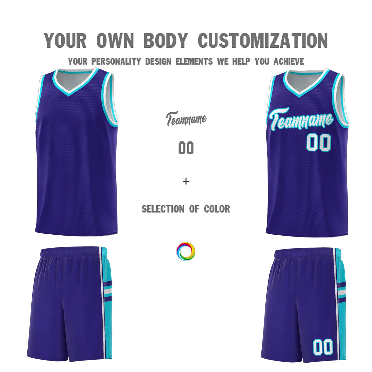 Custom Youth Basketball Jersey - Royal Sky Blue Two-Tone Varsity Jersey Set