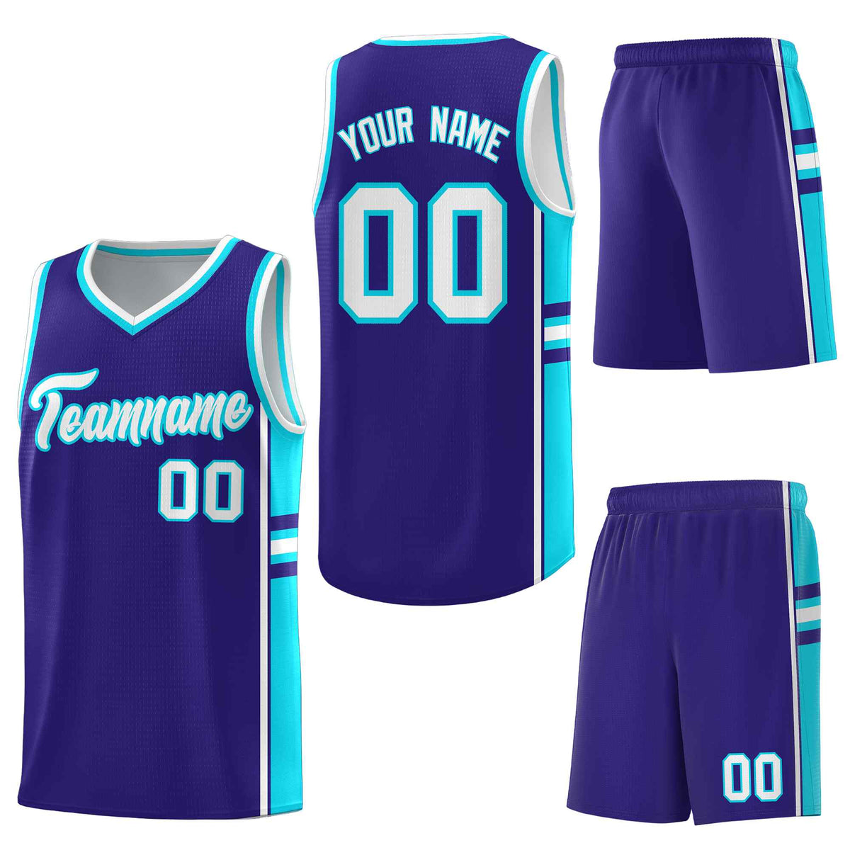 Custom Royal Sky Blue Classic Color Block Lightweight Varsity Uniform Basketball Jersey