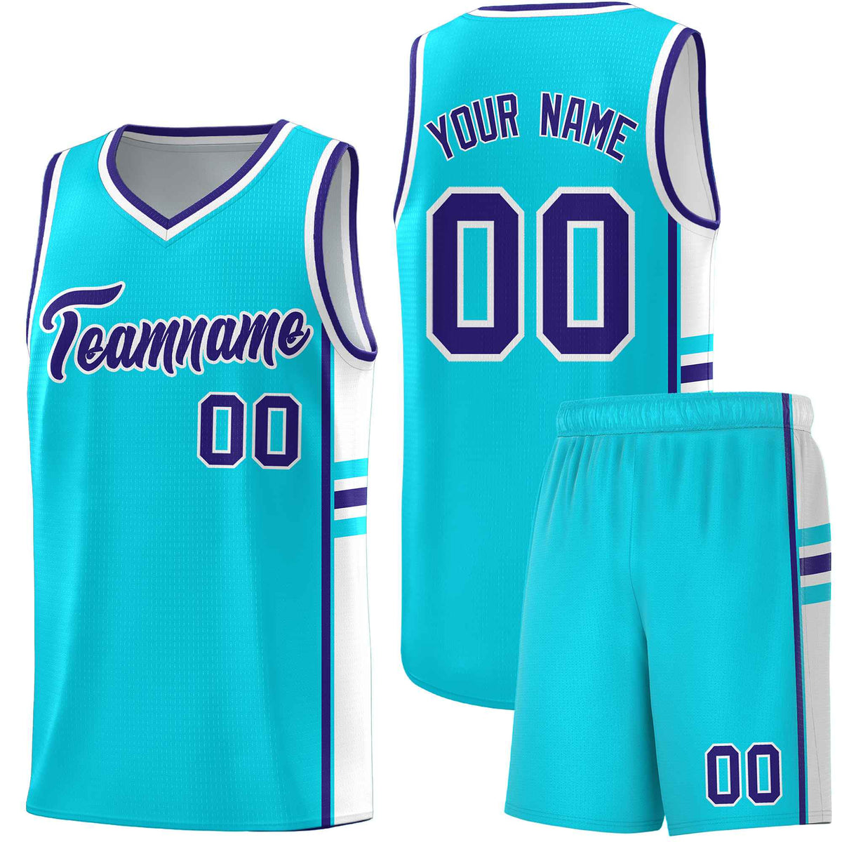 Custom Youth Basketball Jersey - Sky Blue White Two-Tone Classic Varsity Uniform