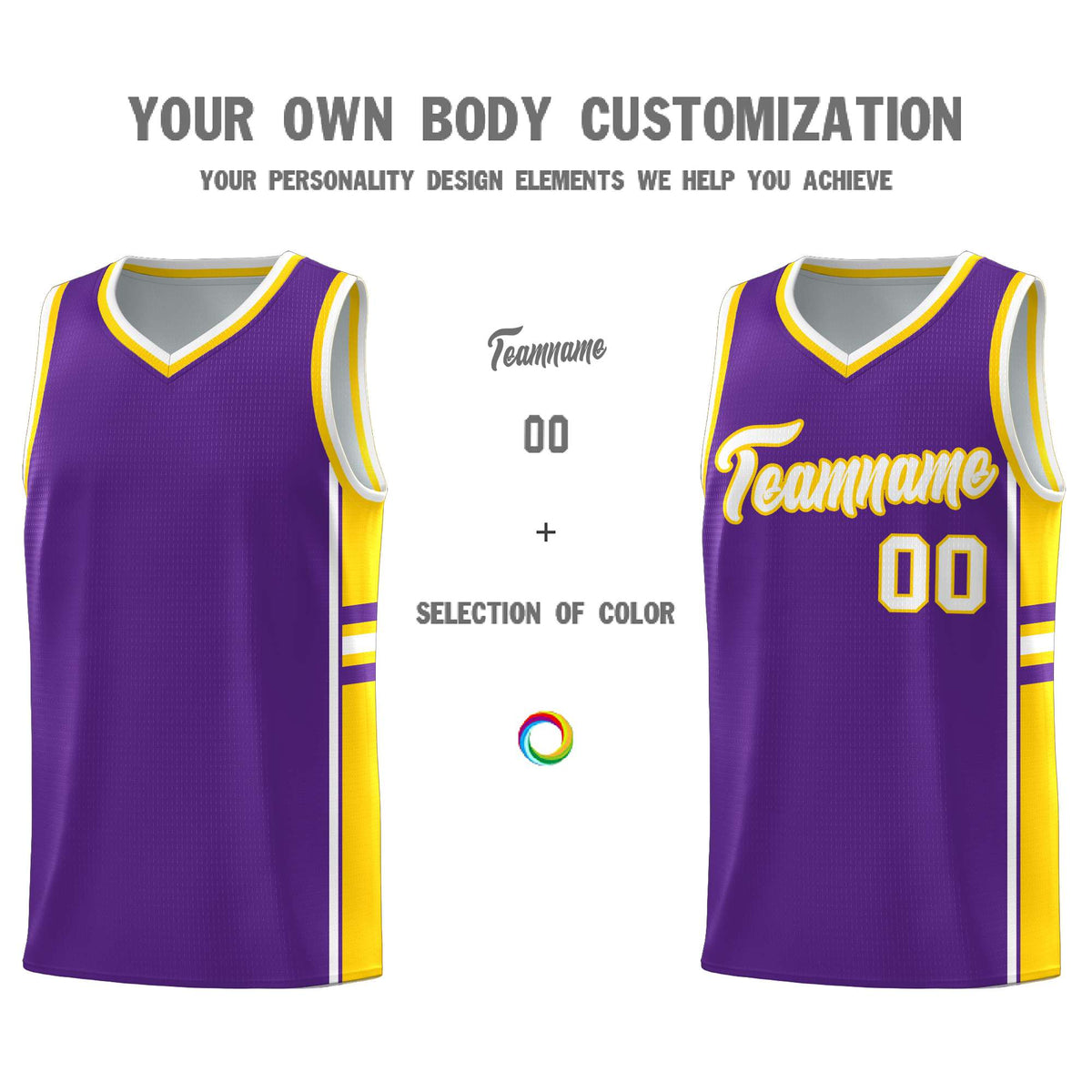 Custom Youth Basketball Jersey - Purple Gold Two-Tone Varsity Jersey Set
