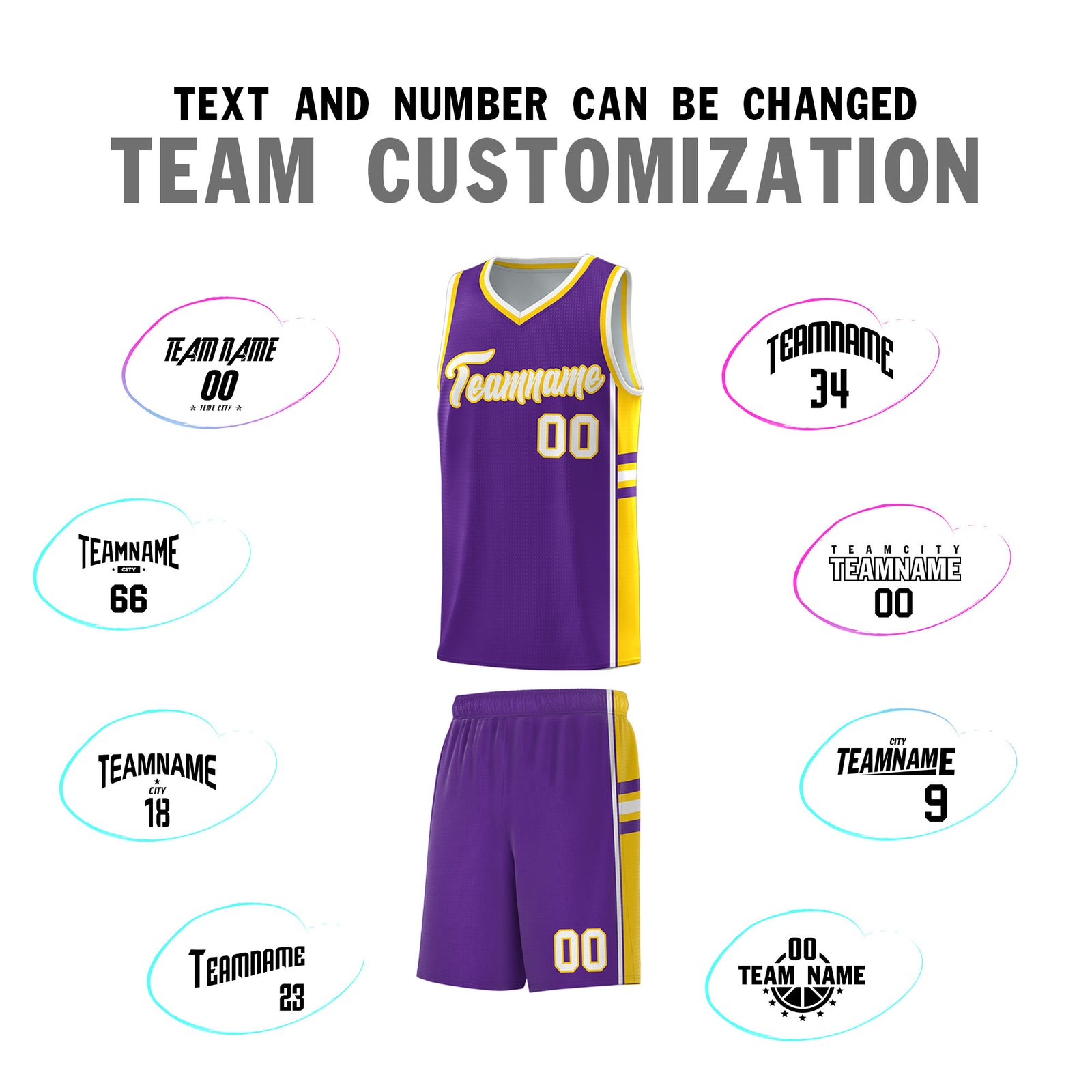 Custom Youth Basketball Jersey - Purple Gold Two-Tone Varsity Jersey Set