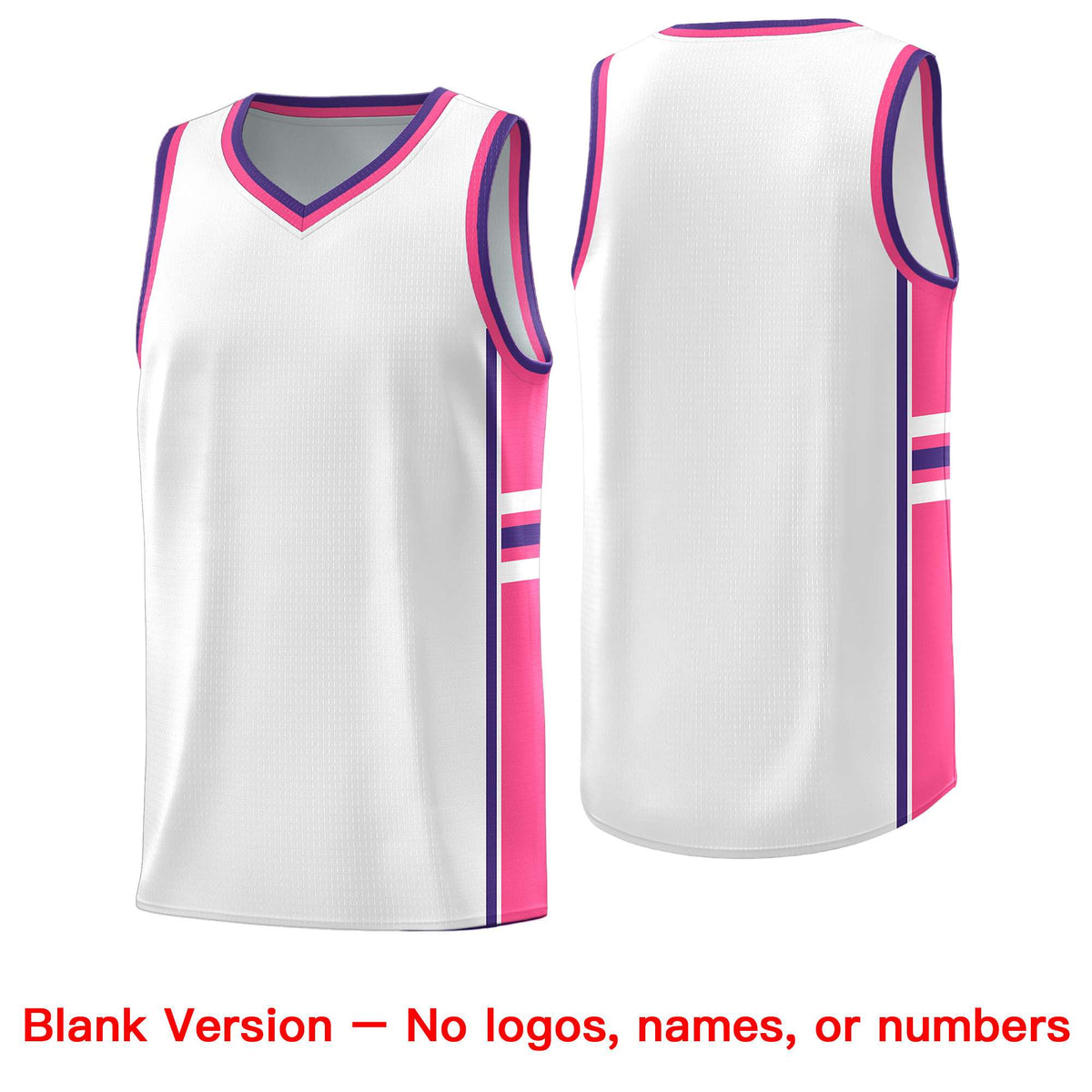 Custom Youth Basketball Jersey - White Pink Personalized Varsity Two-Tone Uniform