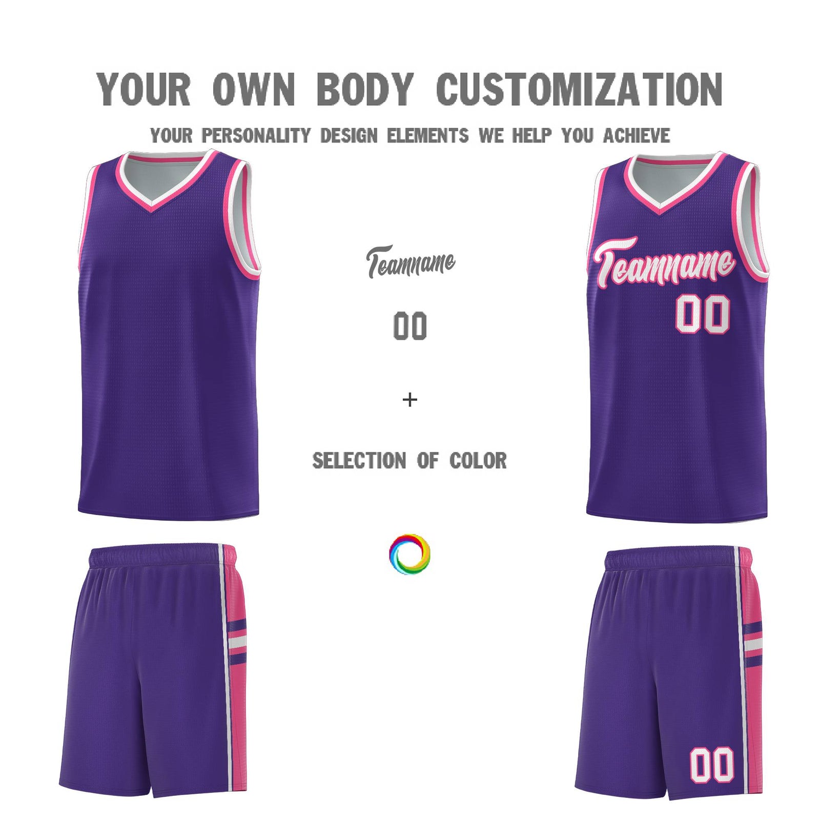 Custom Youth Basketball Jersey - Purple Pink Two-Tone Classic Varsity Uniform