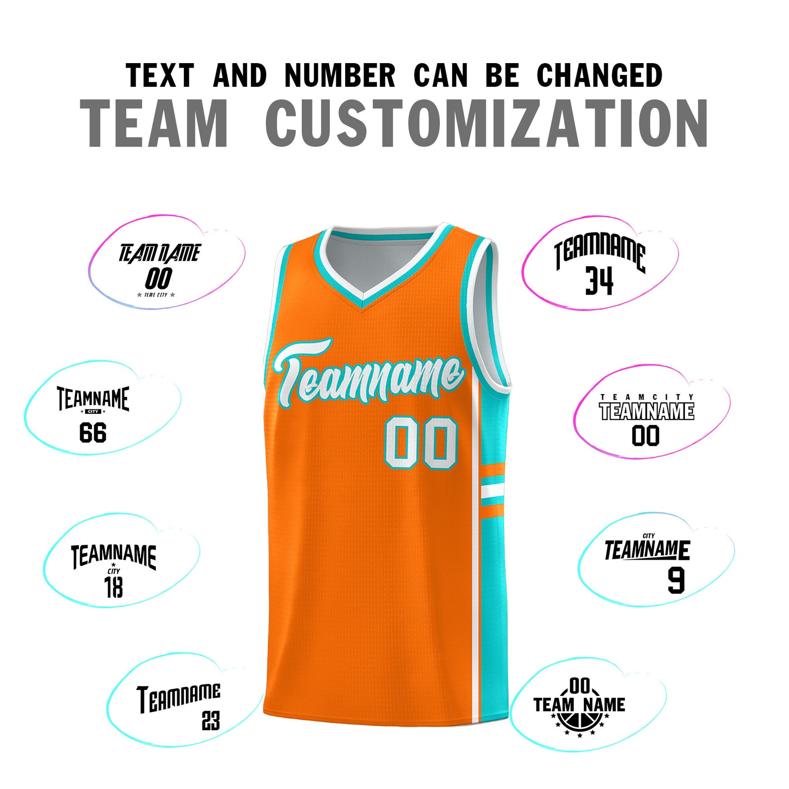 Custom Youth Basketball Jersey - Orange Aqua Two-Tone Varsity Jersey Set