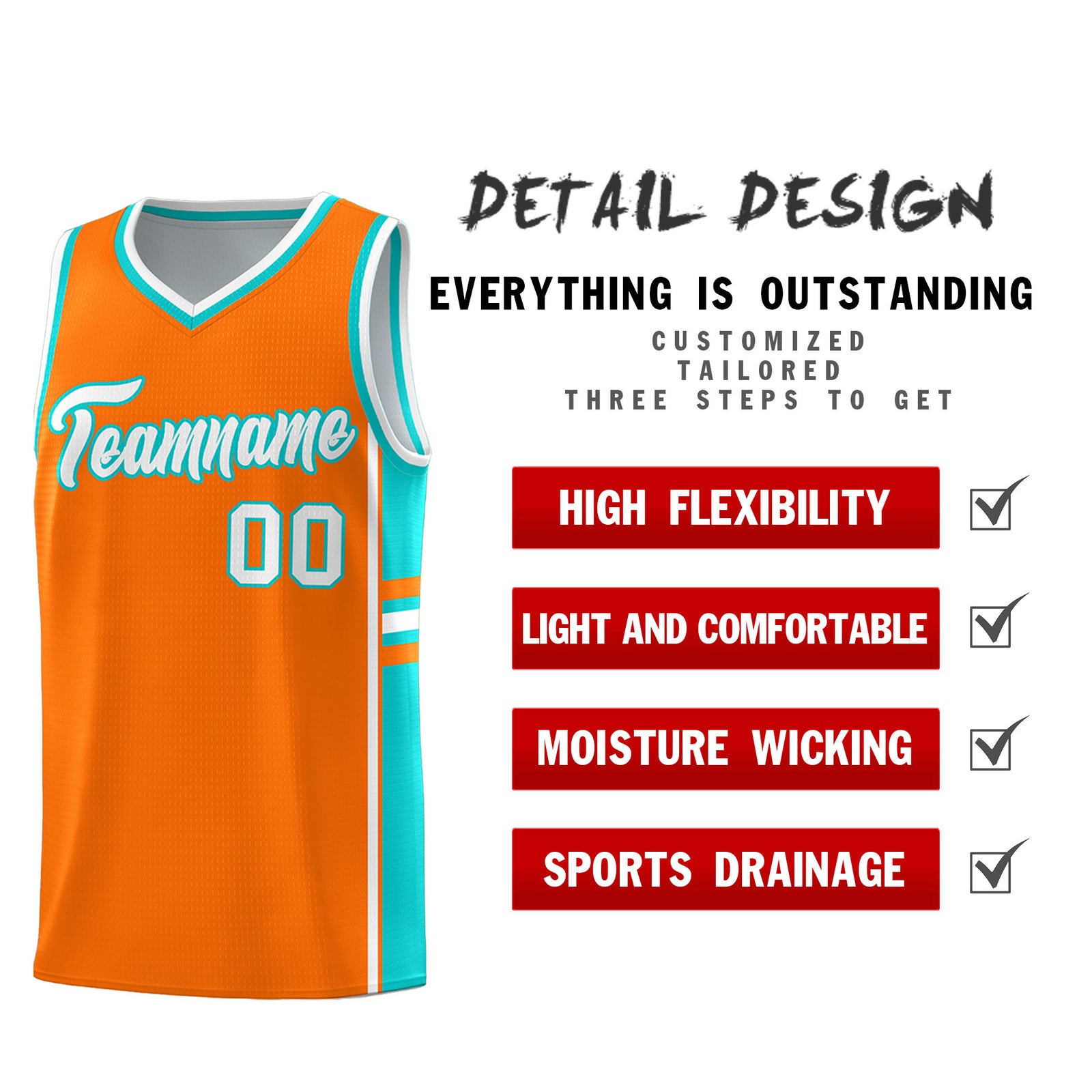 Custom Youth Basketball Jersey - Orange Aqua Two-Tone Varsity Jersey Set