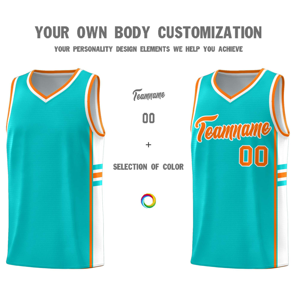 Custom Youth Basketball Jersey - Aqua White Two-Tone Classic Varsity Uniform