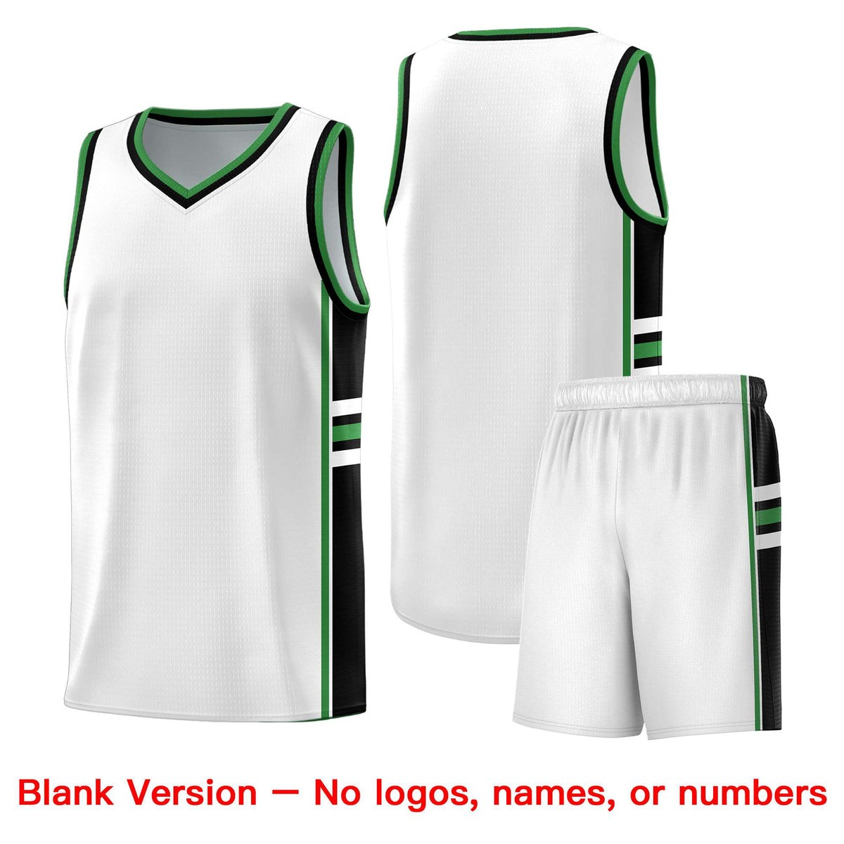 Custom Youth Basketball Jersey - White Kelly Green Two-Tone Varsity Jersey Set