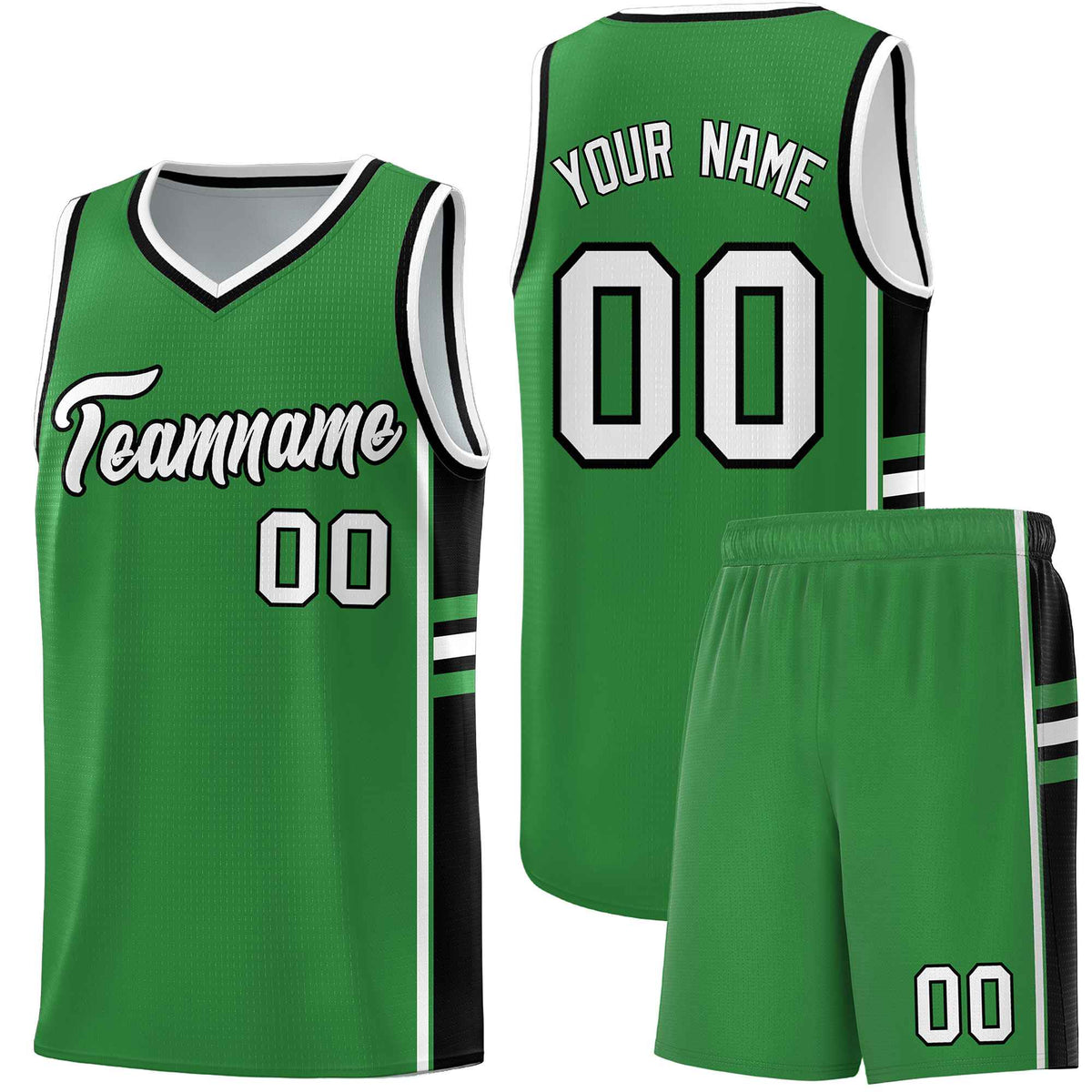 Custom Youth Basketball Jersey - Kelly Green Black Two-Tone Varsity Jersey Set