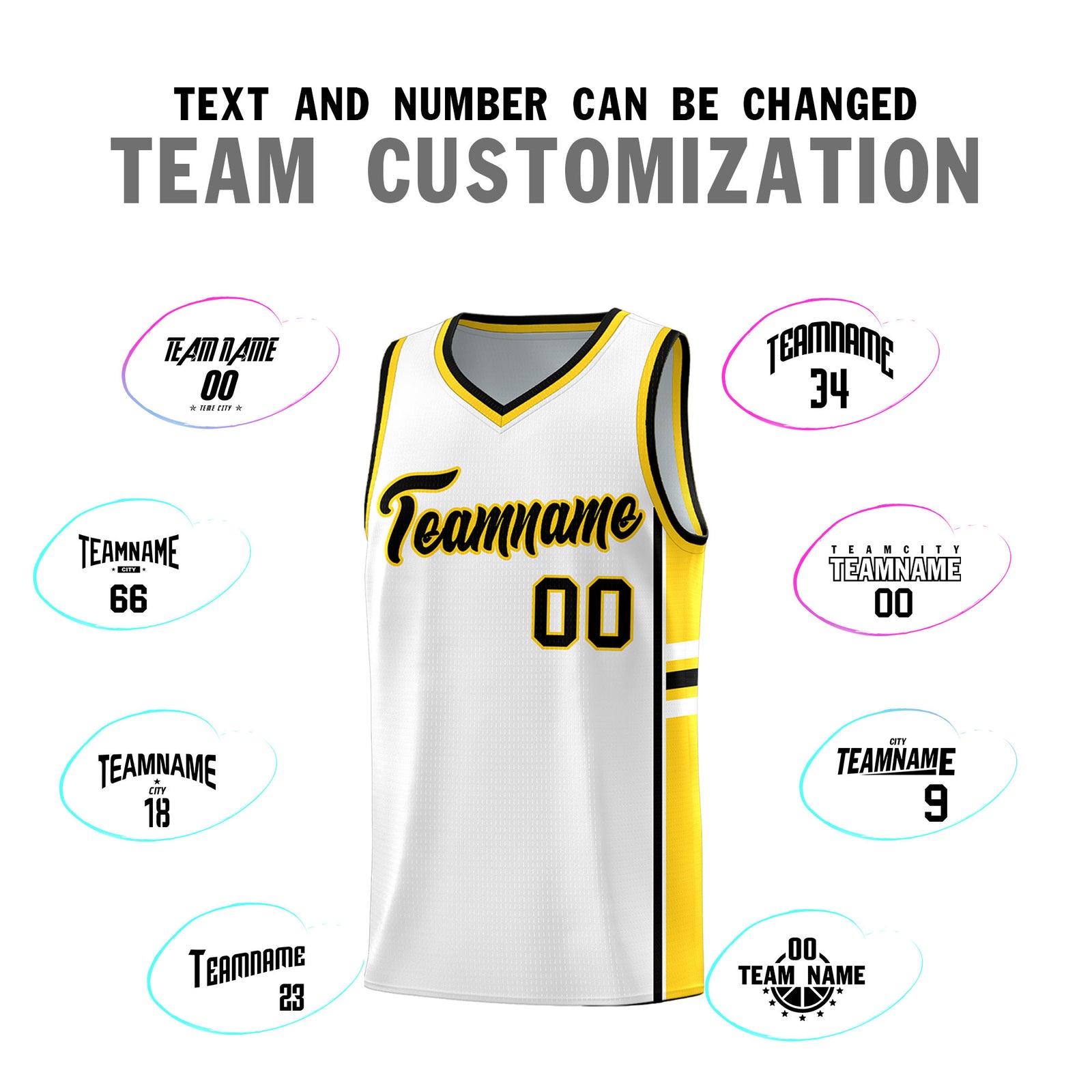 Custom Youth Basketball Jersey - White Gold Personalized Varsity Two-Tone Uniform