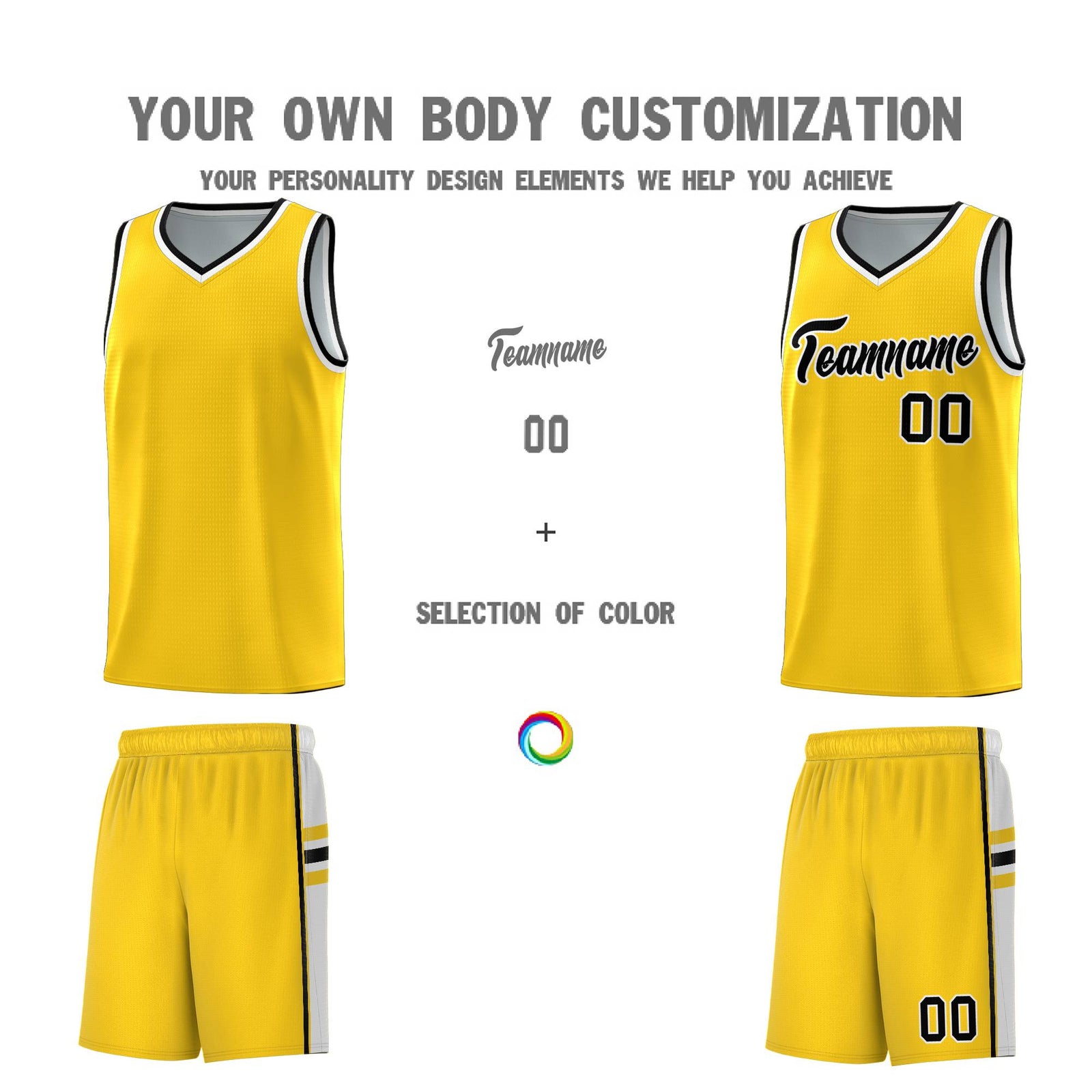 Custom Youth Basketball Jersey - Gold White Two-Tone Classic Varsity Uniform