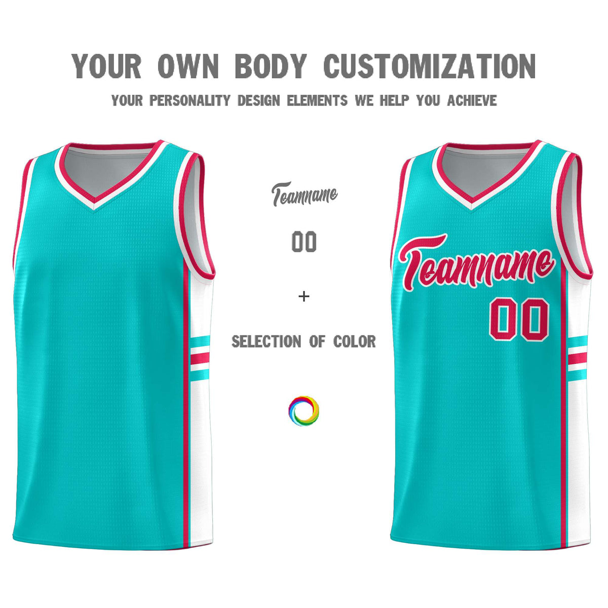 Custom Youth Basketball Jersey - Aqua White Two-Tone Classic Varsity Uniform