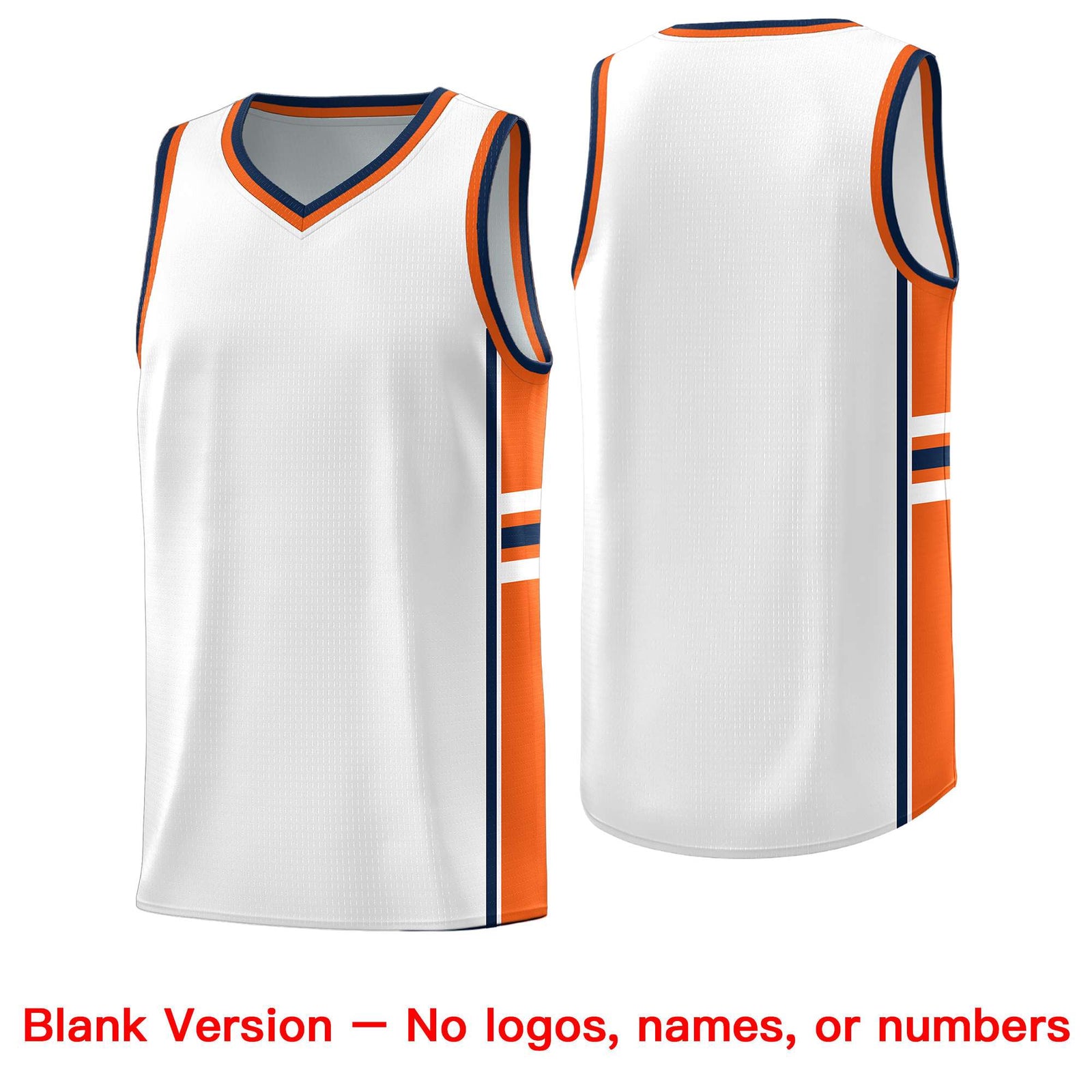Custom Youth Basketball Jersey - White Orange Personalized Varsity Two-Tone Uniform