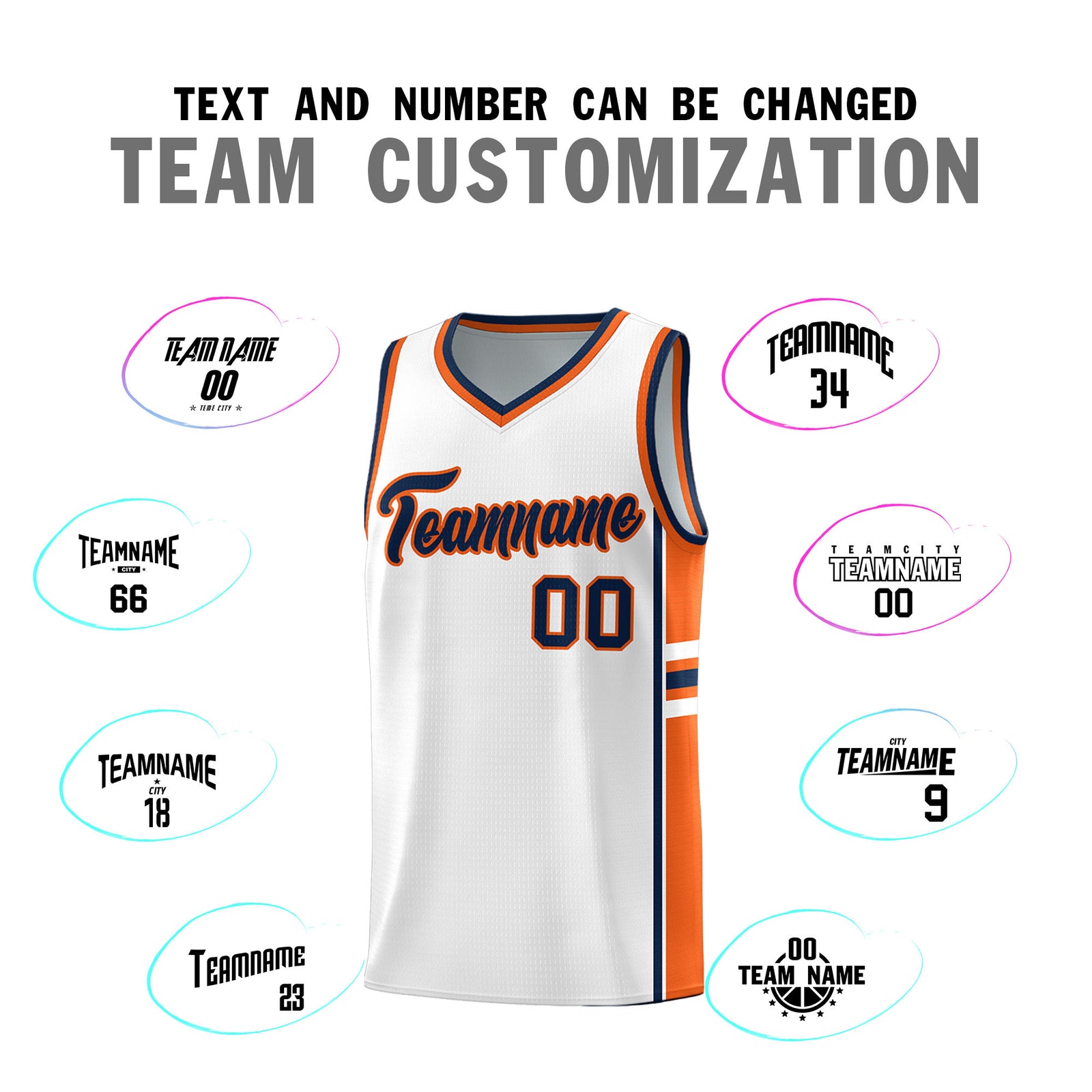 Custom Youth Basketball Jersey - White Orange Personalized Varsity Two-Tone Uniform
