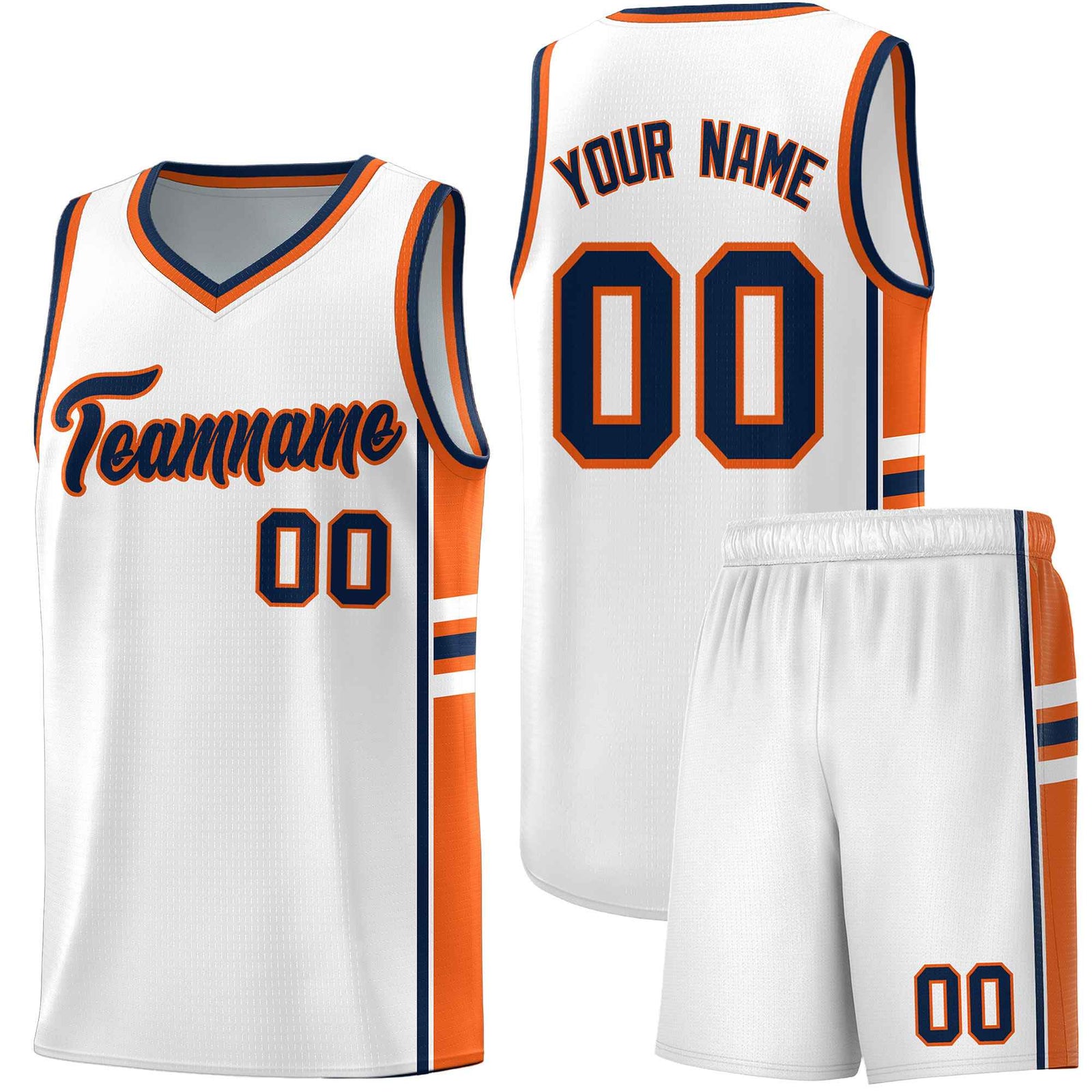 Custom Youth Basketball Jersey - White Orange Personalized Varsity Two-Tone Uniform