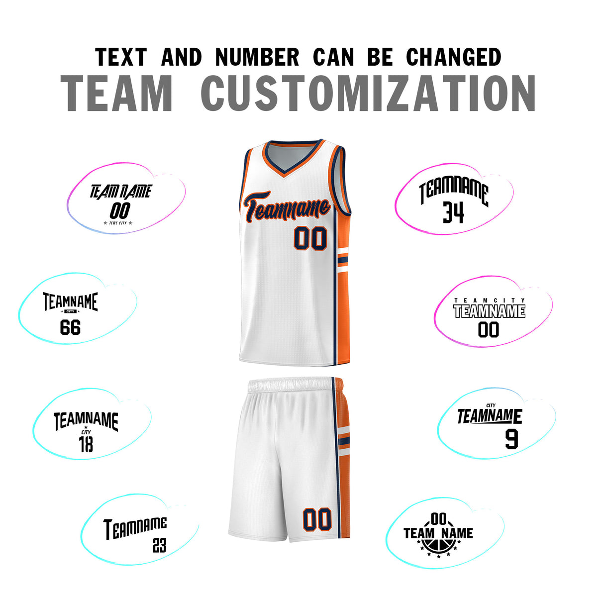 Custom Youth Basketball Jersey - White Orange Personalized Varsity Two-Tone Uniform