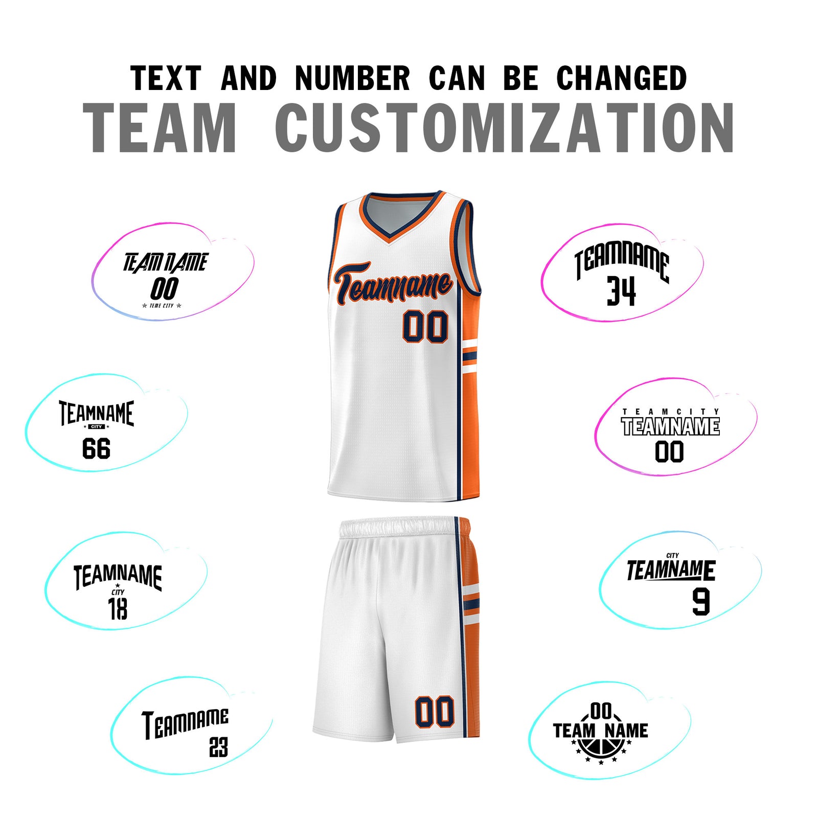 Custom Youth Basketball Jersey - White Orange Personalized Varsity Two-Tone Uniform