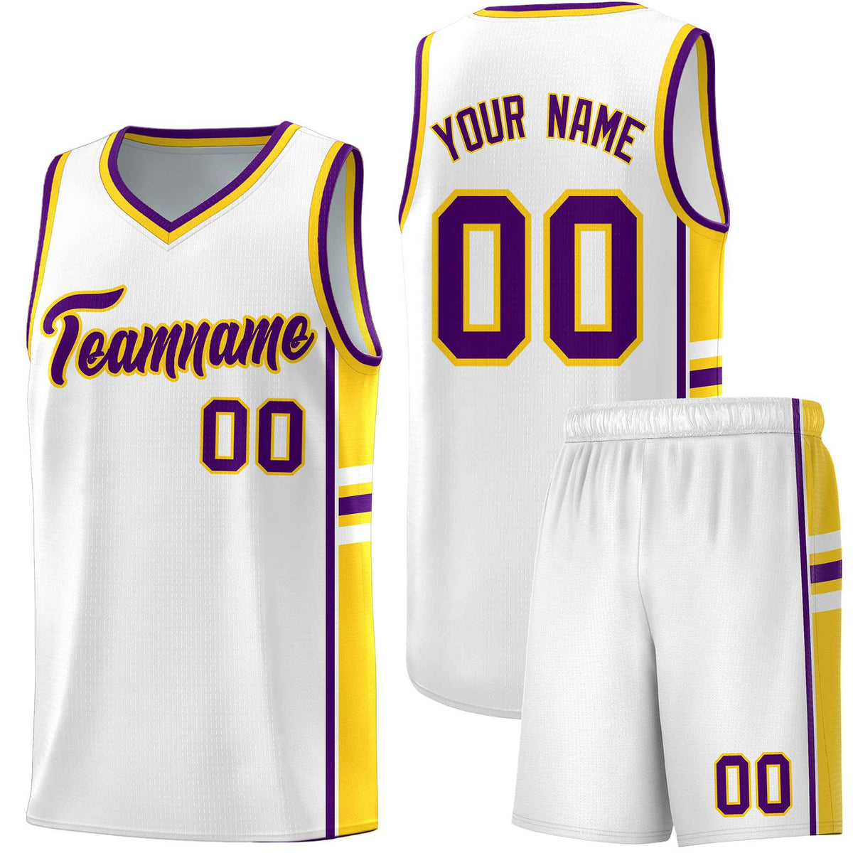 Custom Youth Basketball Jersey - White Gold Personalized Varsity Two-Tone Uniform
