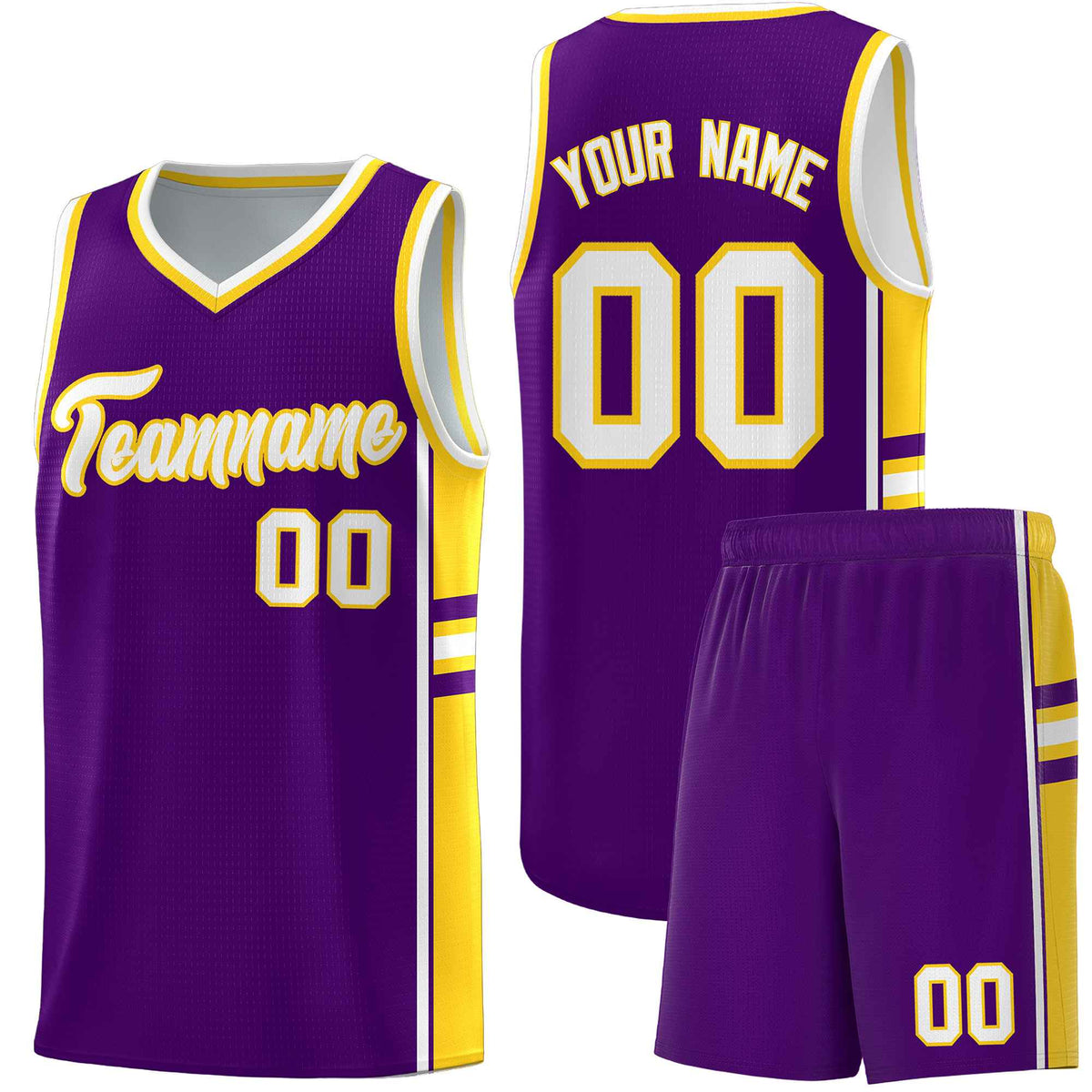 Custom Youth Basketball Jersey - Purple Gold Two-Tone Varsity Jersey Set